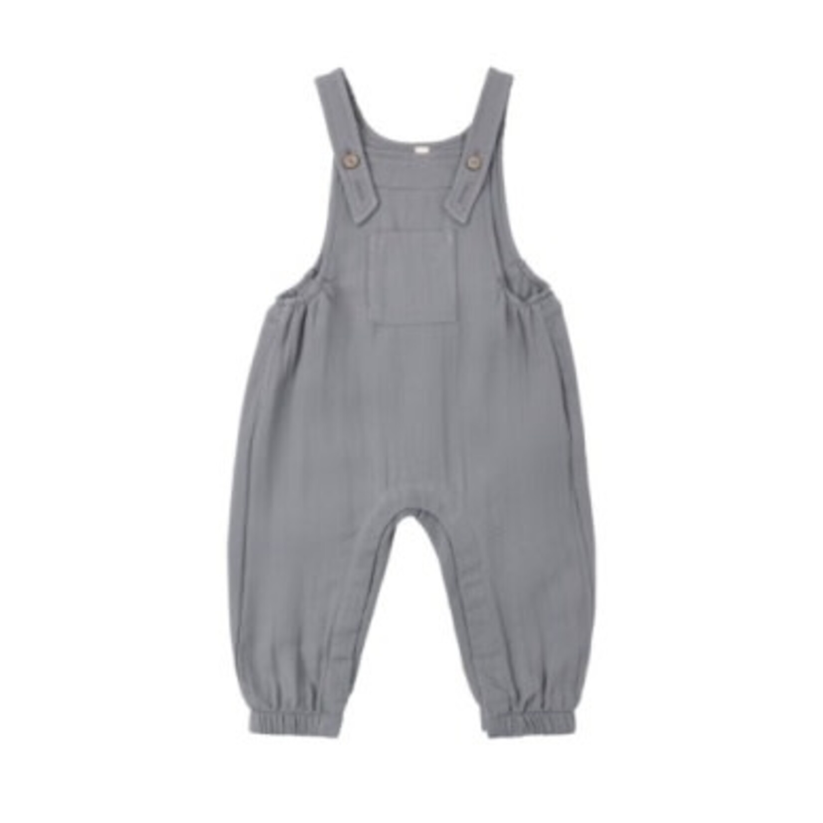 Quincy Mae Quincy Mae Cloud Zion Shirt And Slate Baby Overall Set