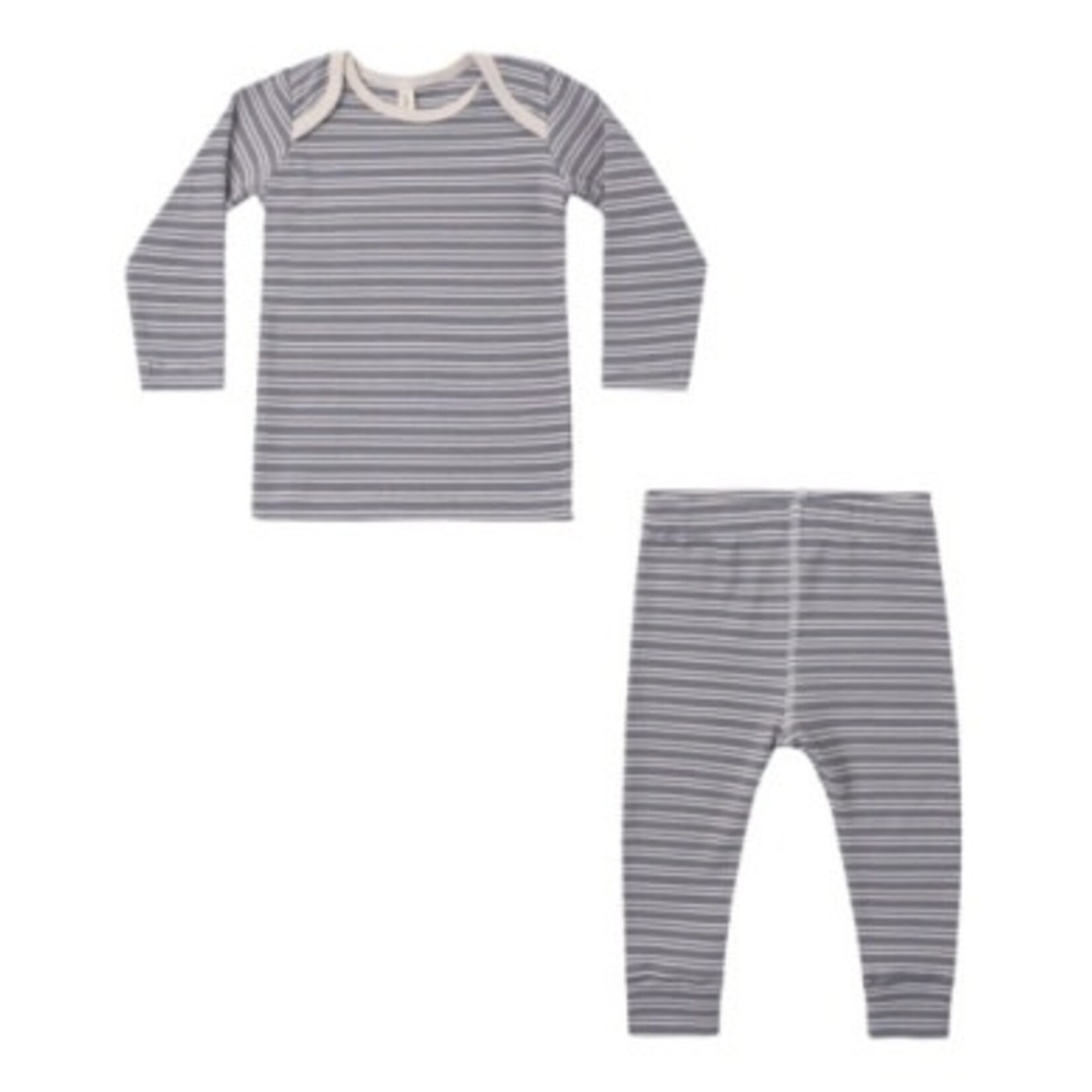 Quincy Mae Quincy Mae Slate Microstripe Ribbed Tee & Legging Set
