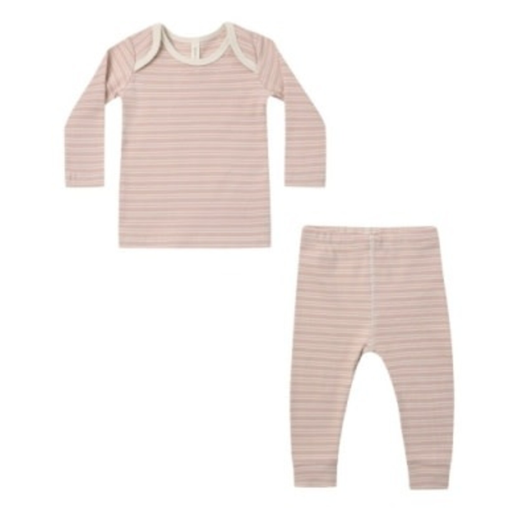 Quincy Mae Quincy Mae Dusty Rose Microstripe Ribbed Tee & Legging Set