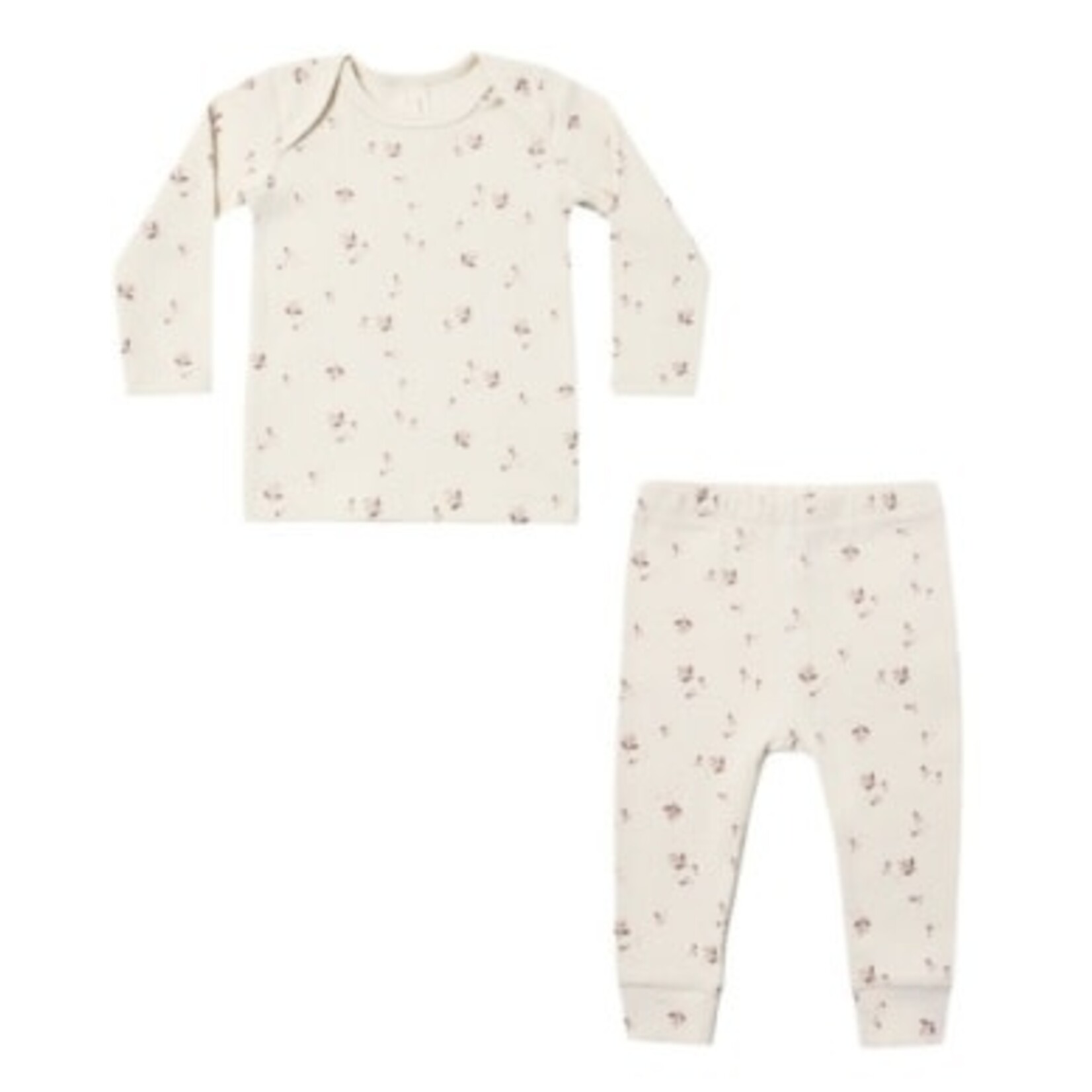 Quincy Mae Quincy Mae Natural Fall Ditsy Ribbed Tee & Legging Set