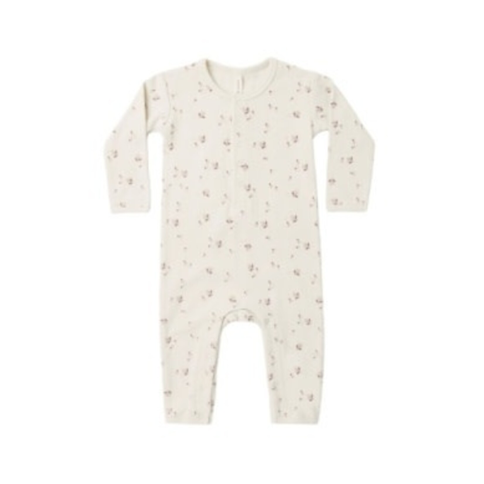 Quincy Mae Quincy Mae Natural Fall Ditsy Ribbed Baby Jumpsuit