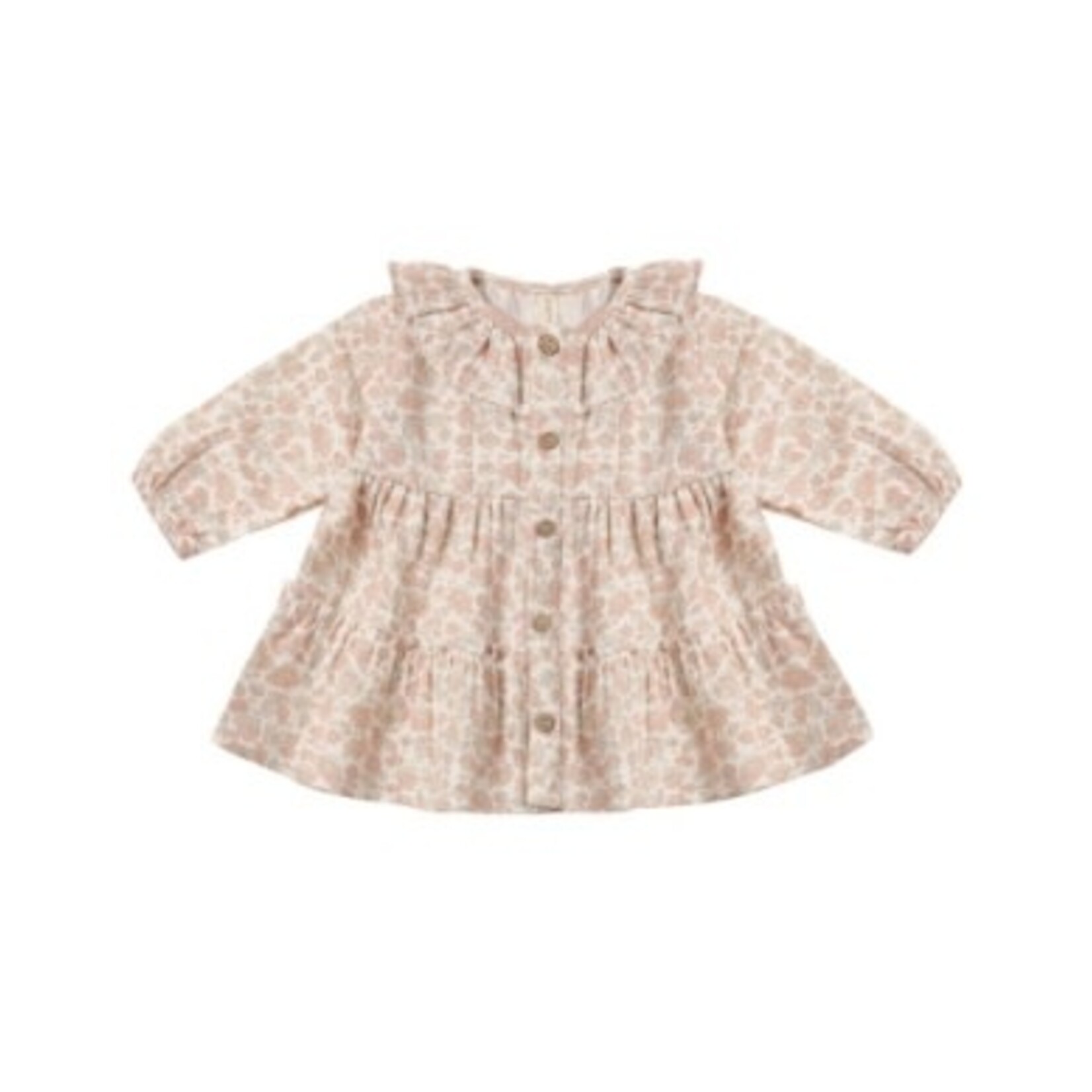 Quincy Mae Quincy Mae Ivory Pink Blossom Ruffle Collar Button Dress