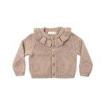 Quincy Mae Quincy Mae Heathered Almond Ruffle Collar Cardigan Top & Knit Pant Set