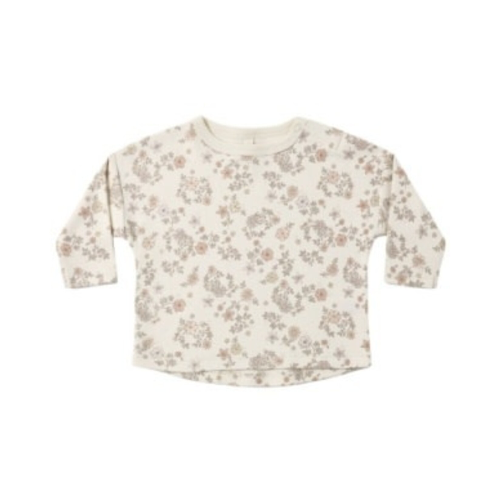 Quincy Mae Quincy Mae Natural Floral Vine L/S Tee & Mulberry Masie Overall Set