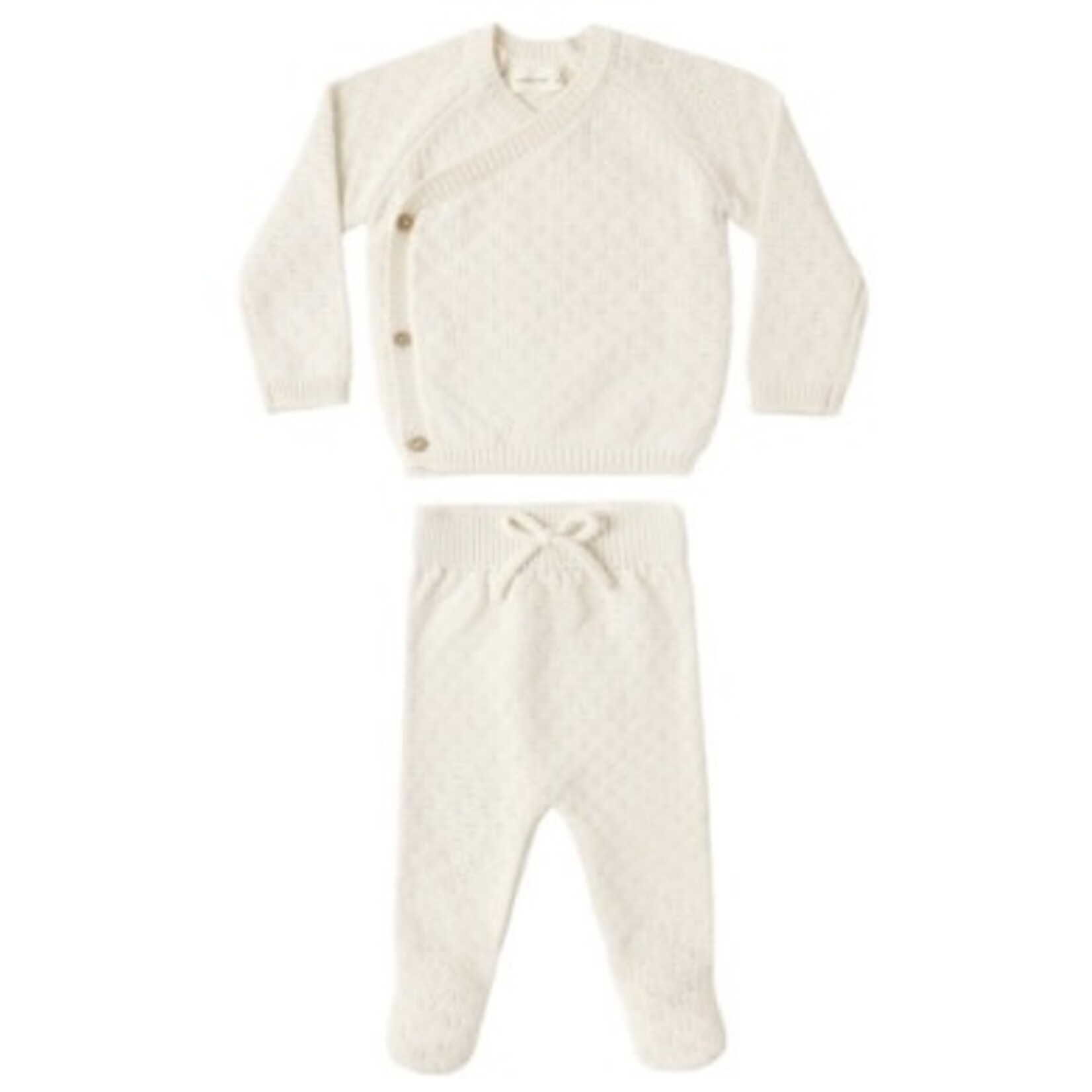 Quincy Mae Quincy Mae Natural Knit Wrap Top & Pant Set