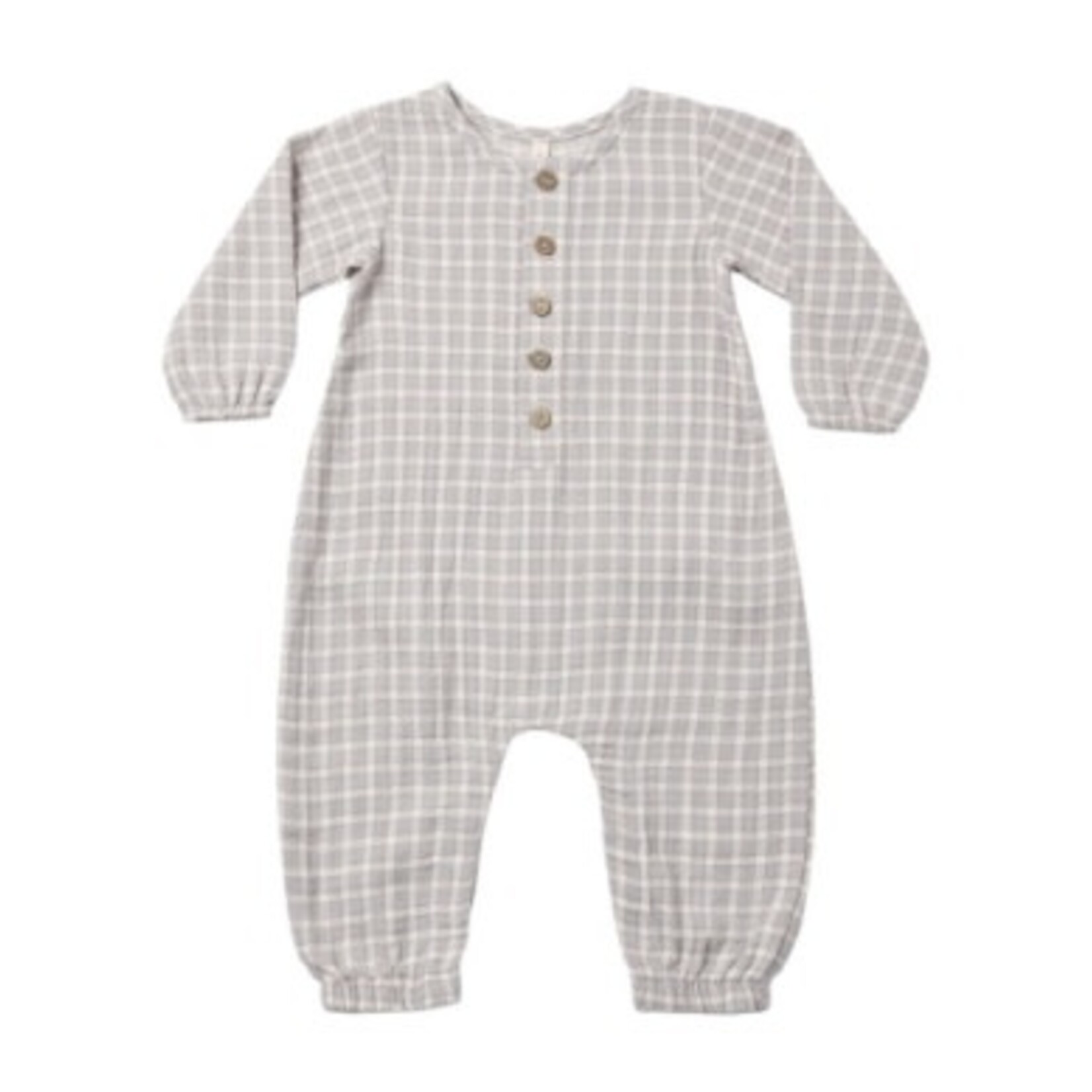 Quincy Mae Quincy Mae Cloud Blue Gingham Woven Jumpsuit