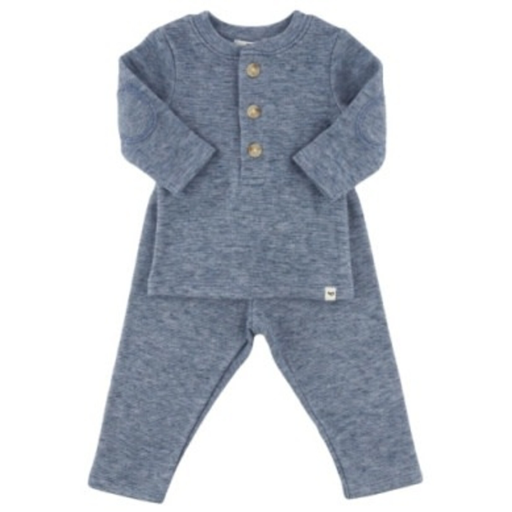 Oh Baby! Oh Baby Denim Honeycomb Henley Elbow Patch 2pc Set