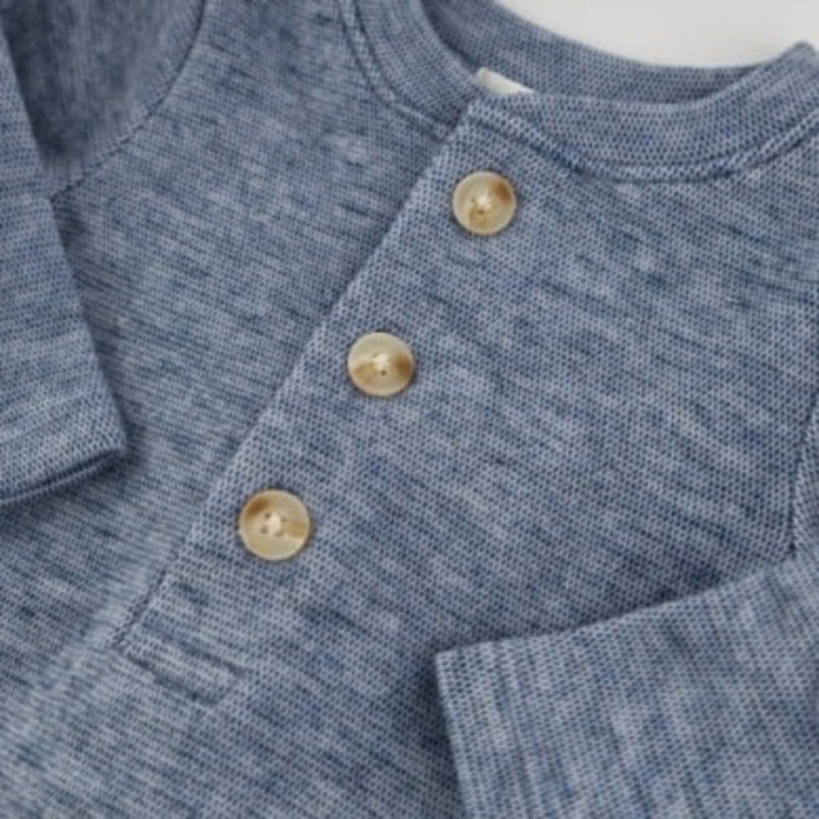 Oh Baby! Oh Baby Denim Honeycomb Henley Elbow Patch 2pc Set
