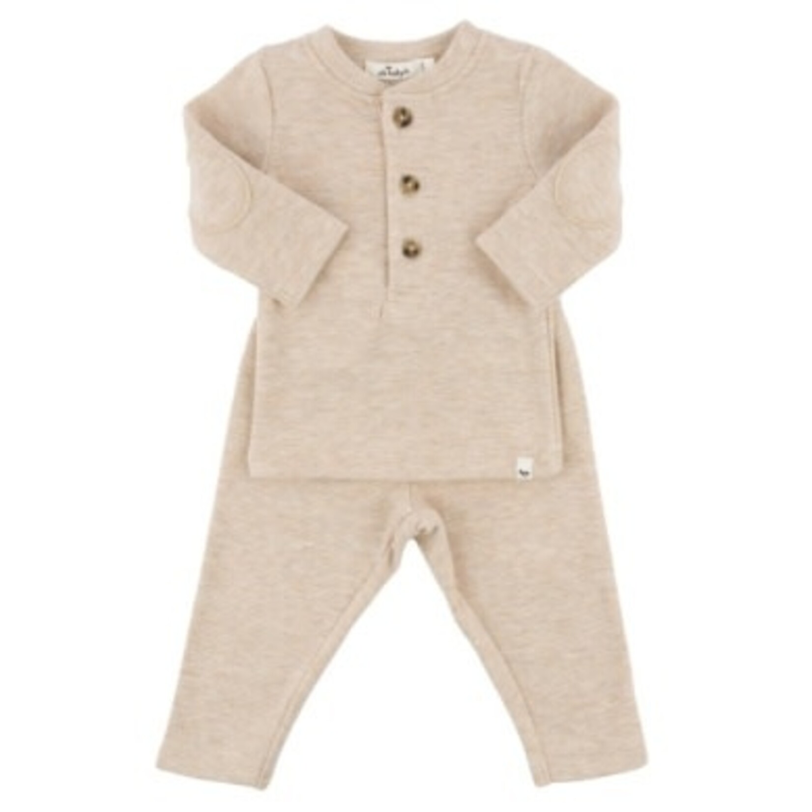 Oh Baby! Oh Baby Sand Honeycomb Henley Elbow Patch 2pc Set