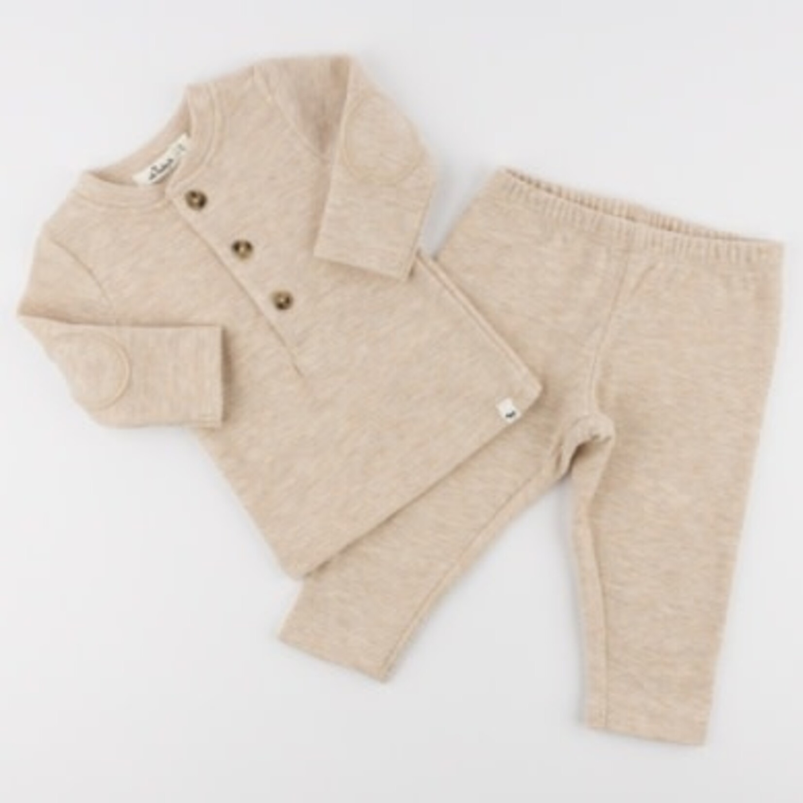 Oh Baby! Oh Baby Sand Honeycomb Henley Elbow Patch 2pc Set