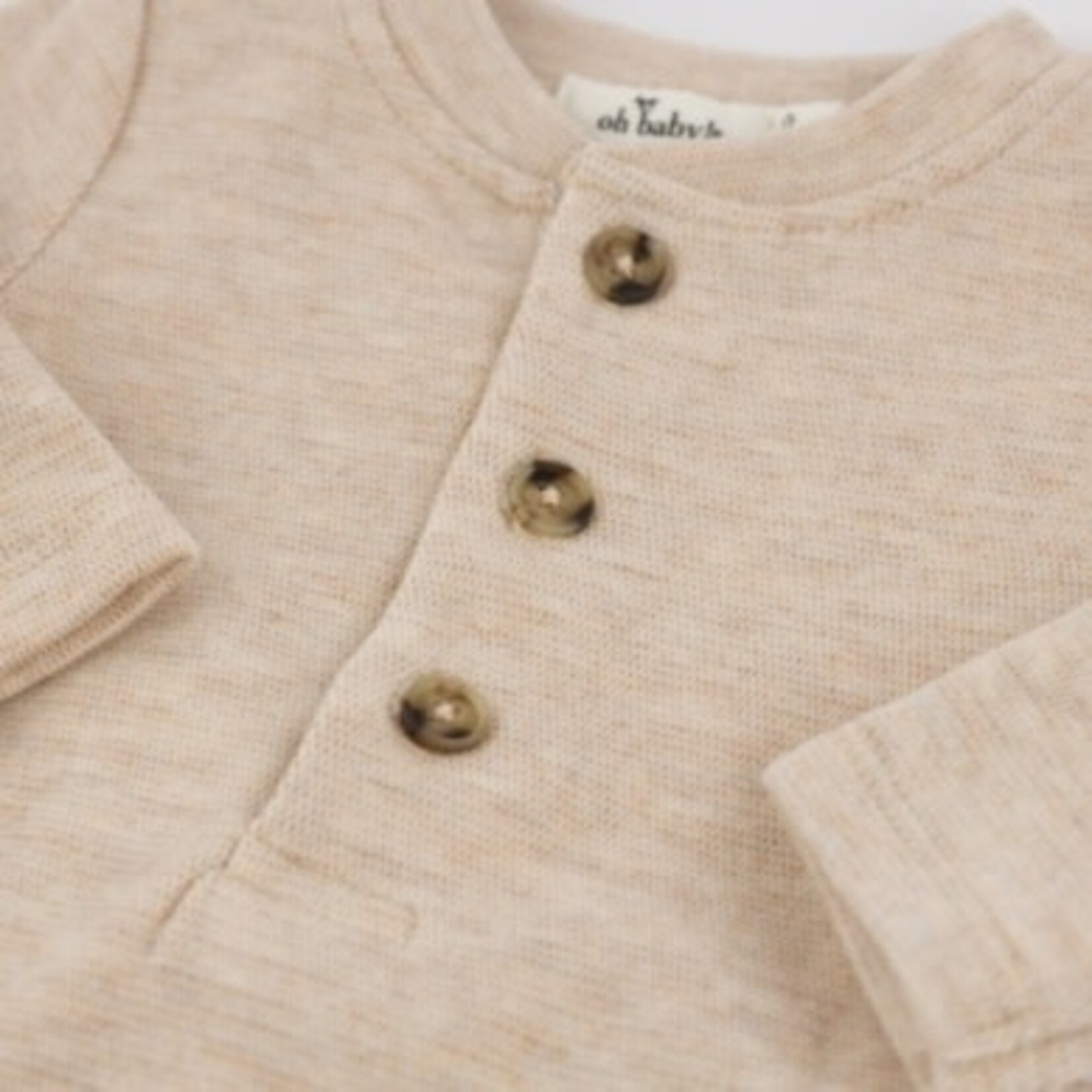 Oh Baby! Oh Baby Sand Honeycomb Henley Elbow Patch 2pc Set