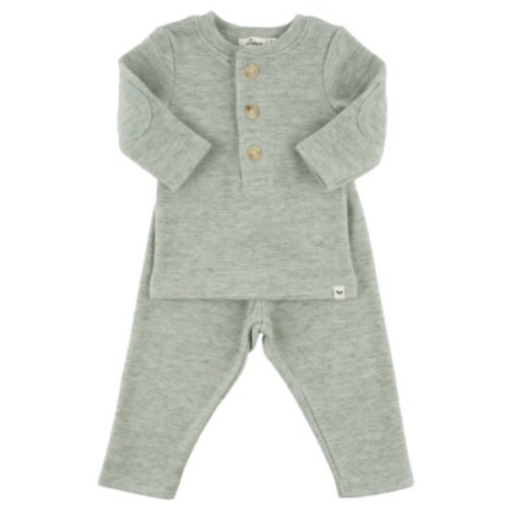 Oh Baby! Oh Baby Spruce Honeycomb Henley Elbow Patch 2pc Set