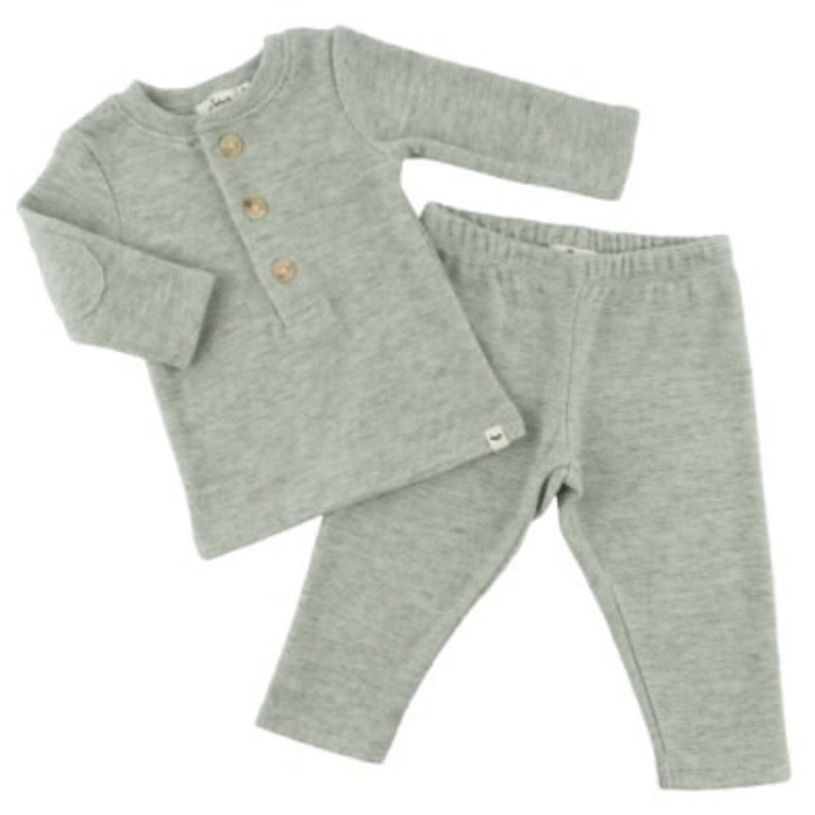 Oh Baby! Oh Baby Spruce Honeycomb Henley Elbow Patch 2pc Set