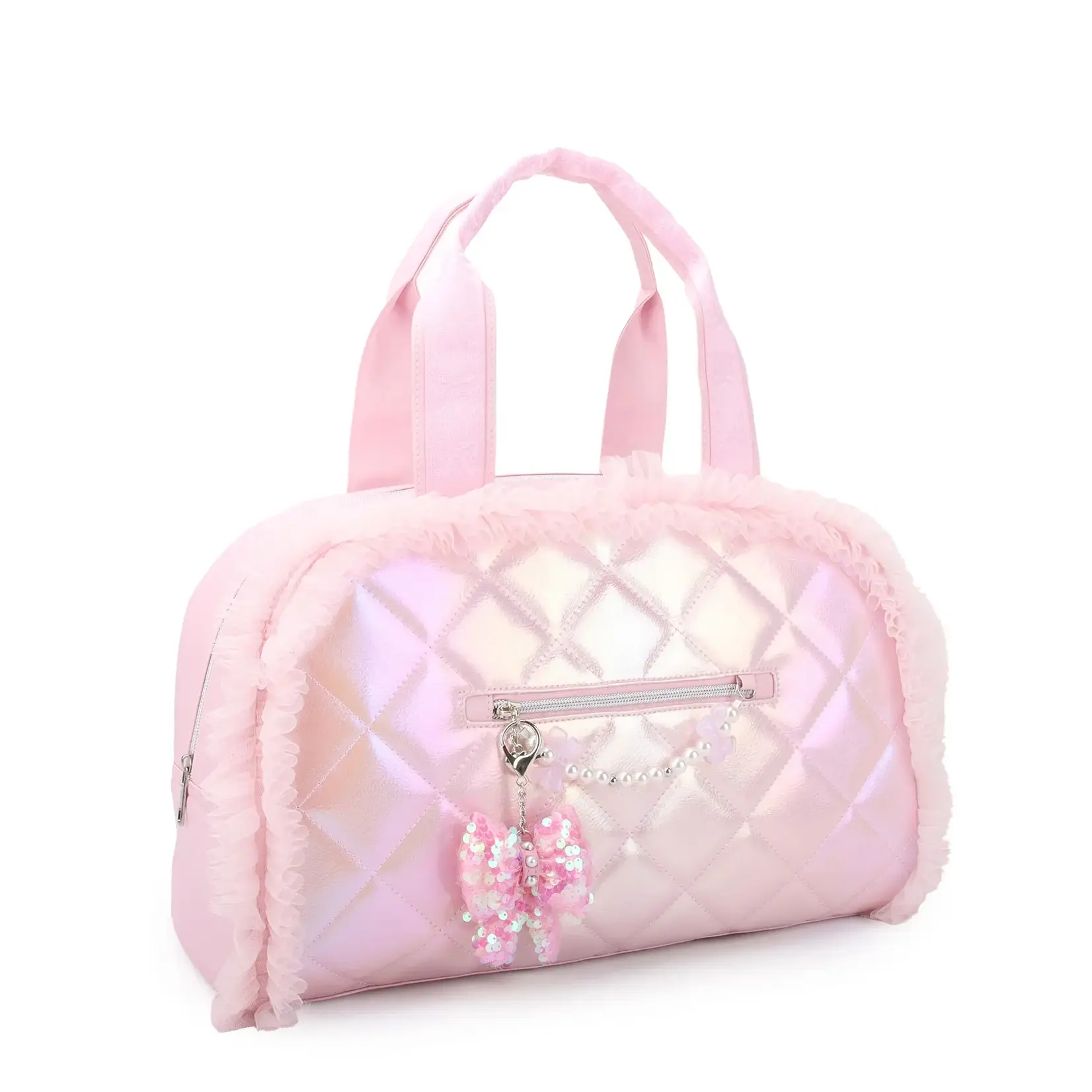 OMG Accessories OMG Accessories Bow Quilted Duffle Bag