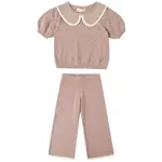 Rylee + Cru Rylee + Cru Rosewood Pointelle Collared Top & Pant Set