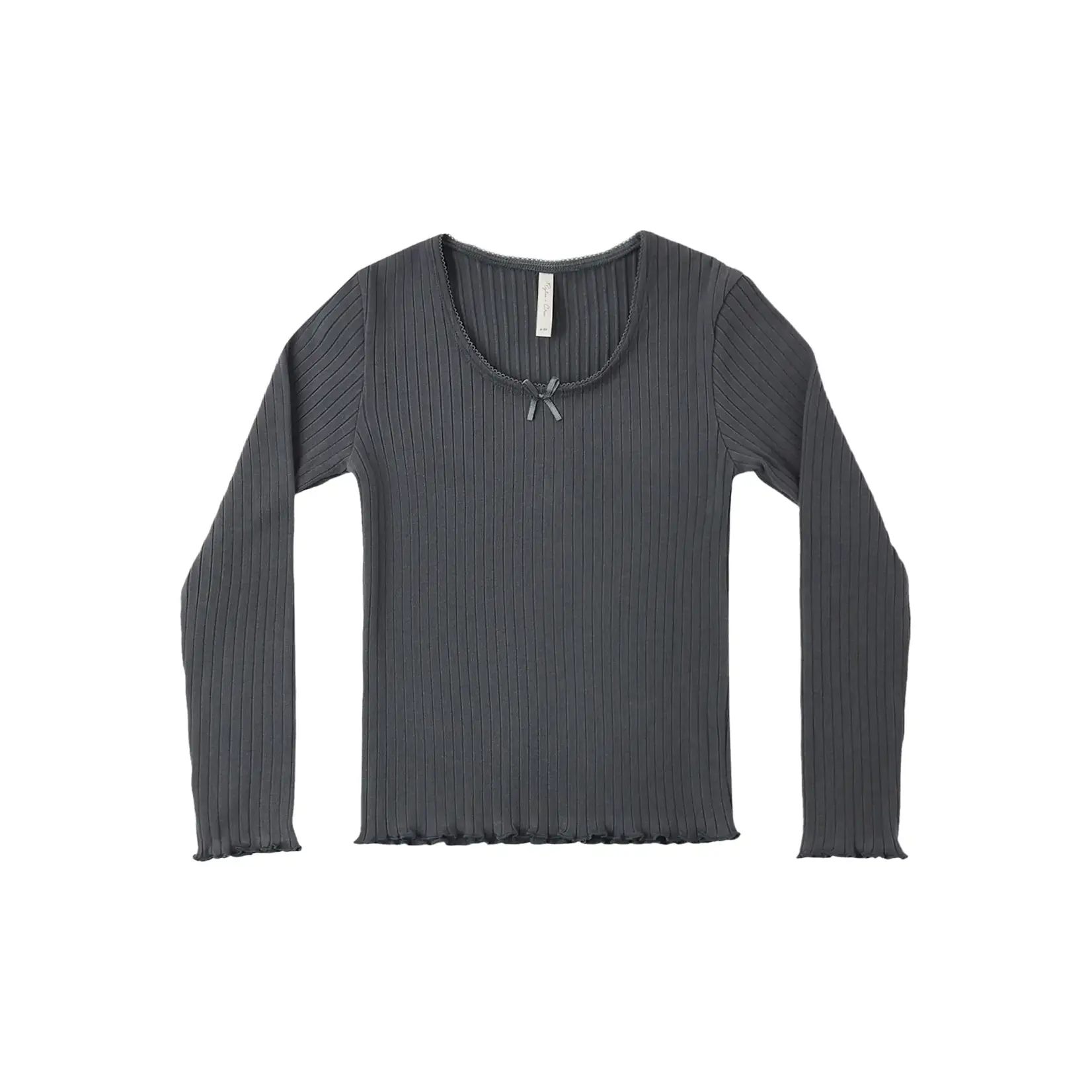 Rylee + Cru Rylee + Cru Midnight Ribbed L/S Top & Heart Ditsy Tiered Mini Skirt Set