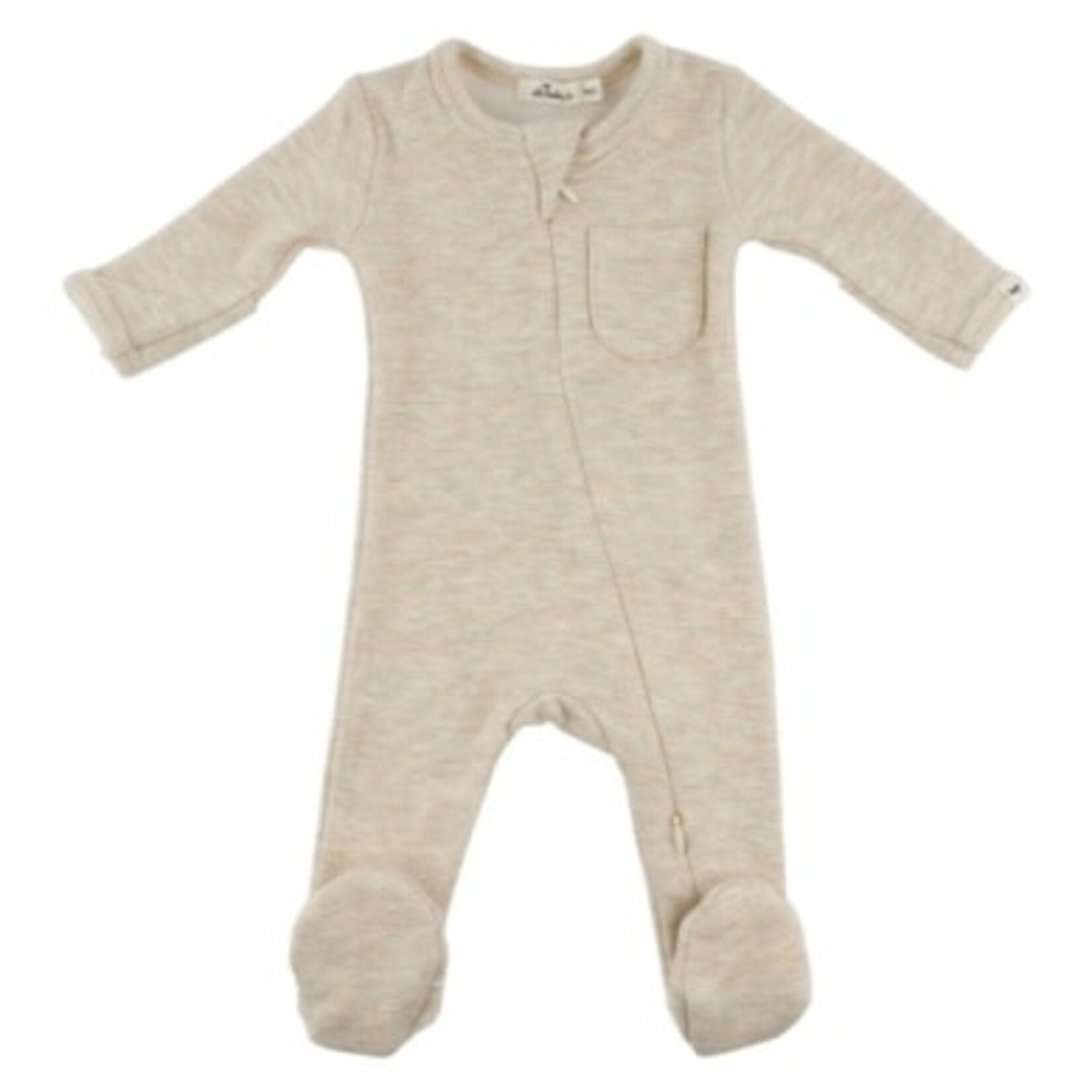 Oh Baby! Oh Baby Sand Honeycomb Zipper Footie With Pocket