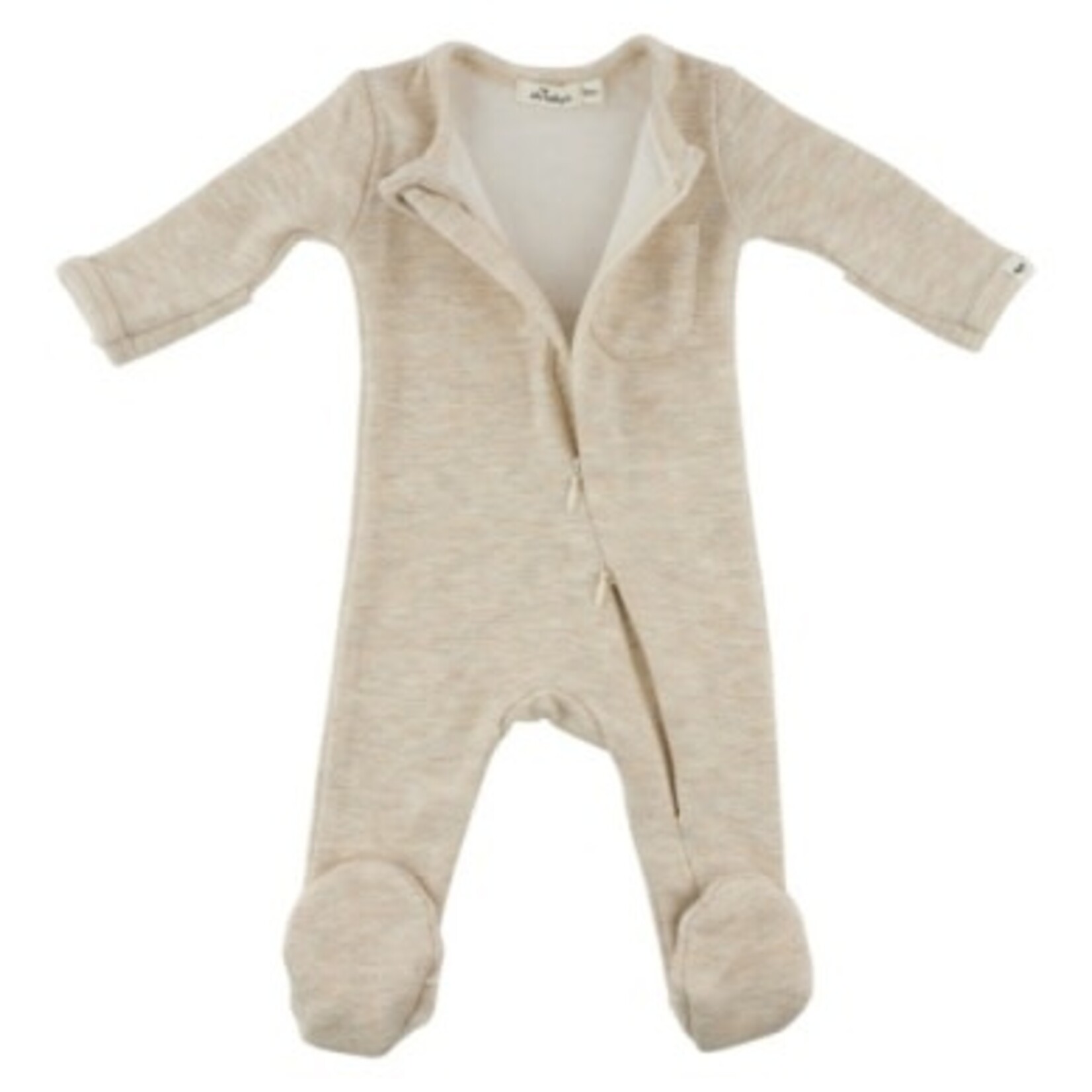 Oh Baby! Oh Baby Sand Honeycomb Zipper Footie With Pocket