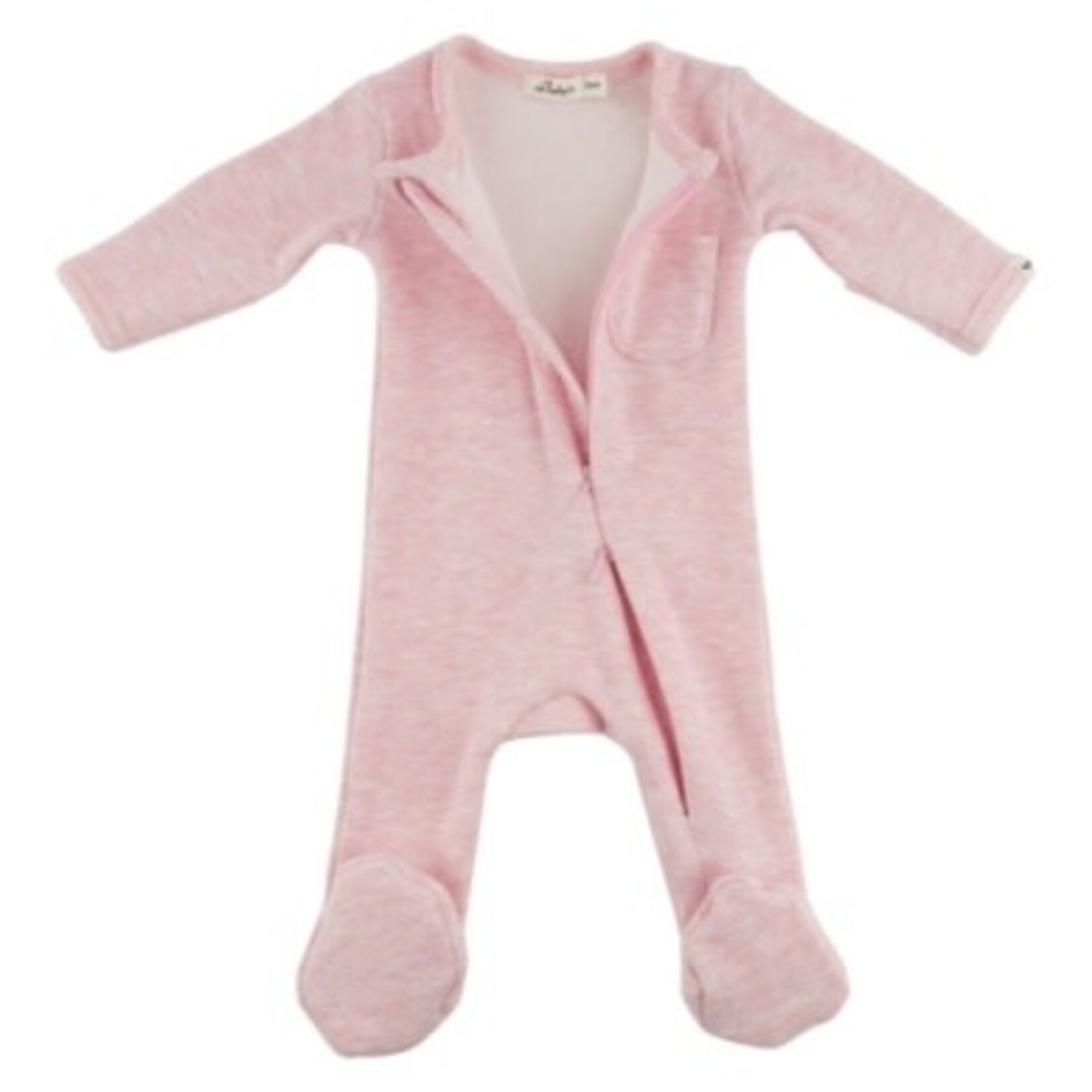 Oh Baby! Oh Baby Pale Pink Honeycomb Zipper Footie With Pocket