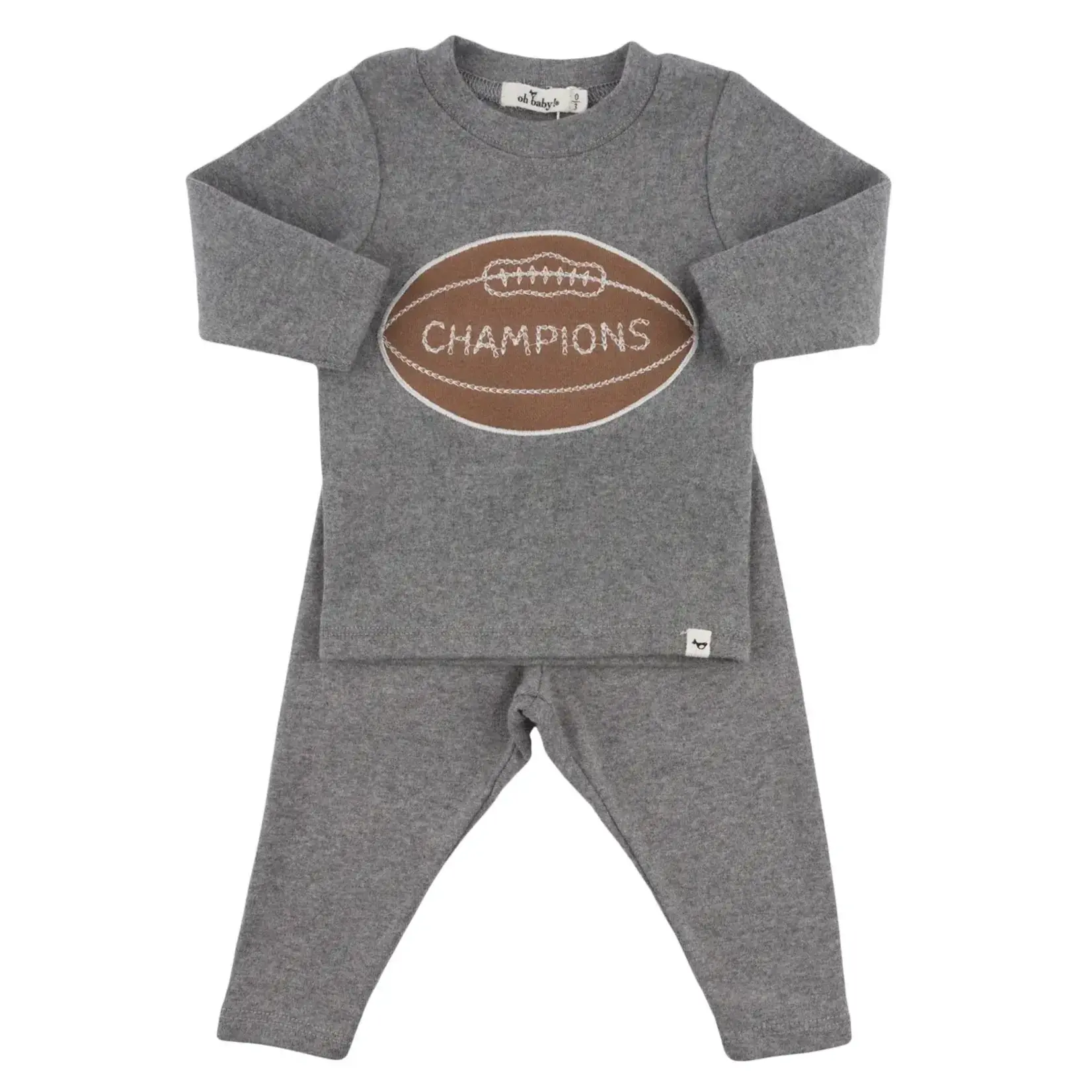 Oh Baby! Oh Baby Coal Football Patch L/S 2PC Set