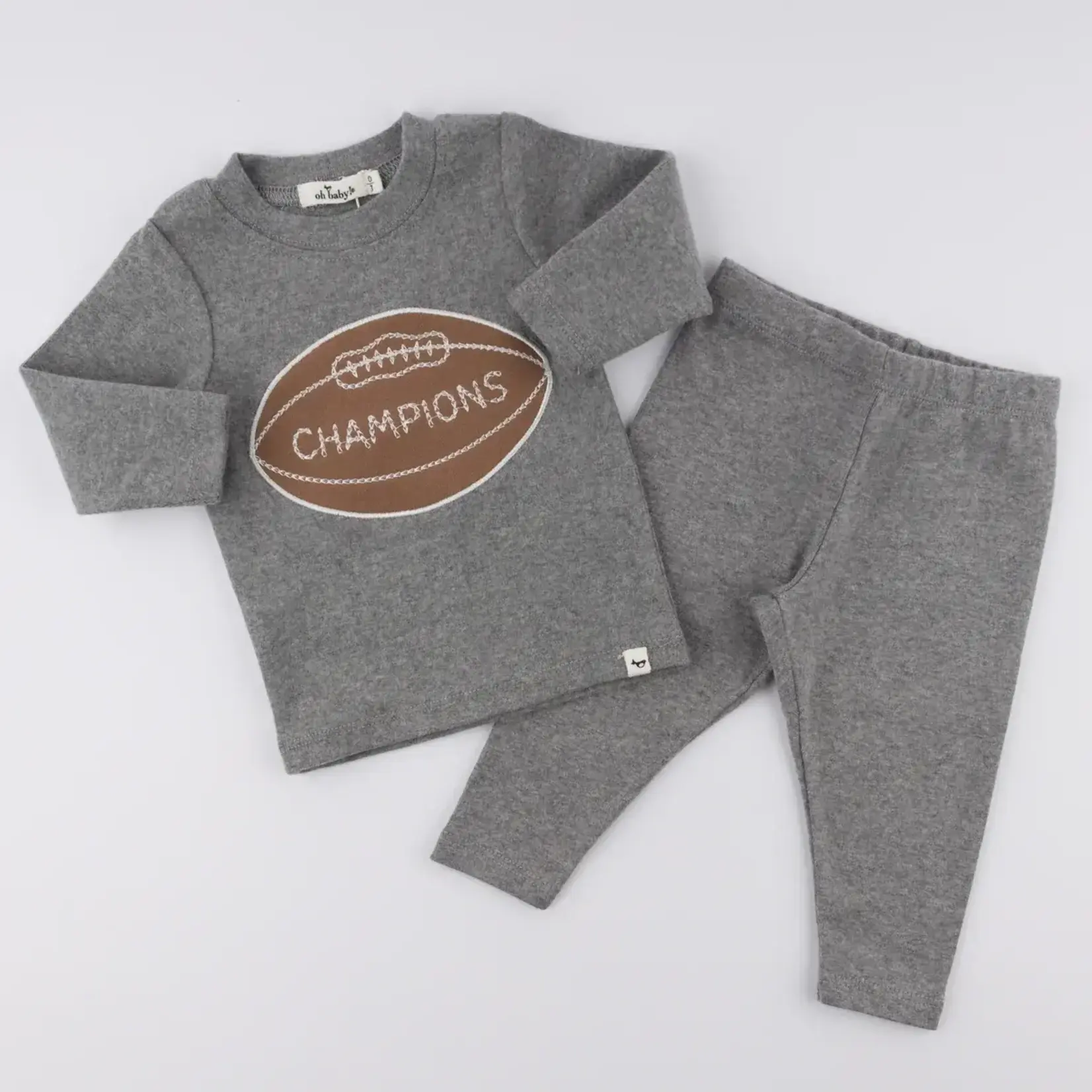 Oh Baby! Oh Baby Coal Football Patch L/S 2PC Set