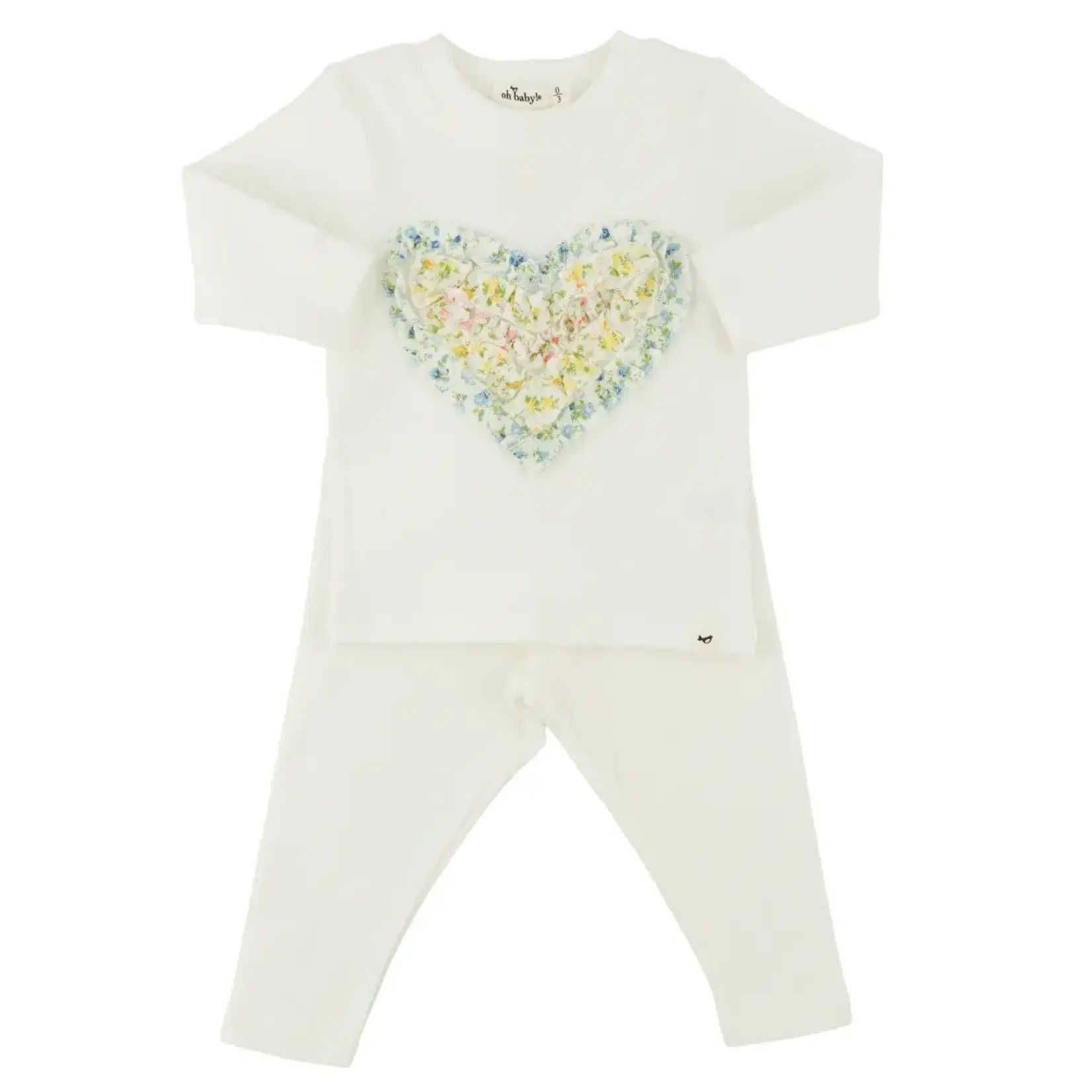 Oh Baby! Oh Baby Cream Poppy Spring Ruffle Heart 2PC Set