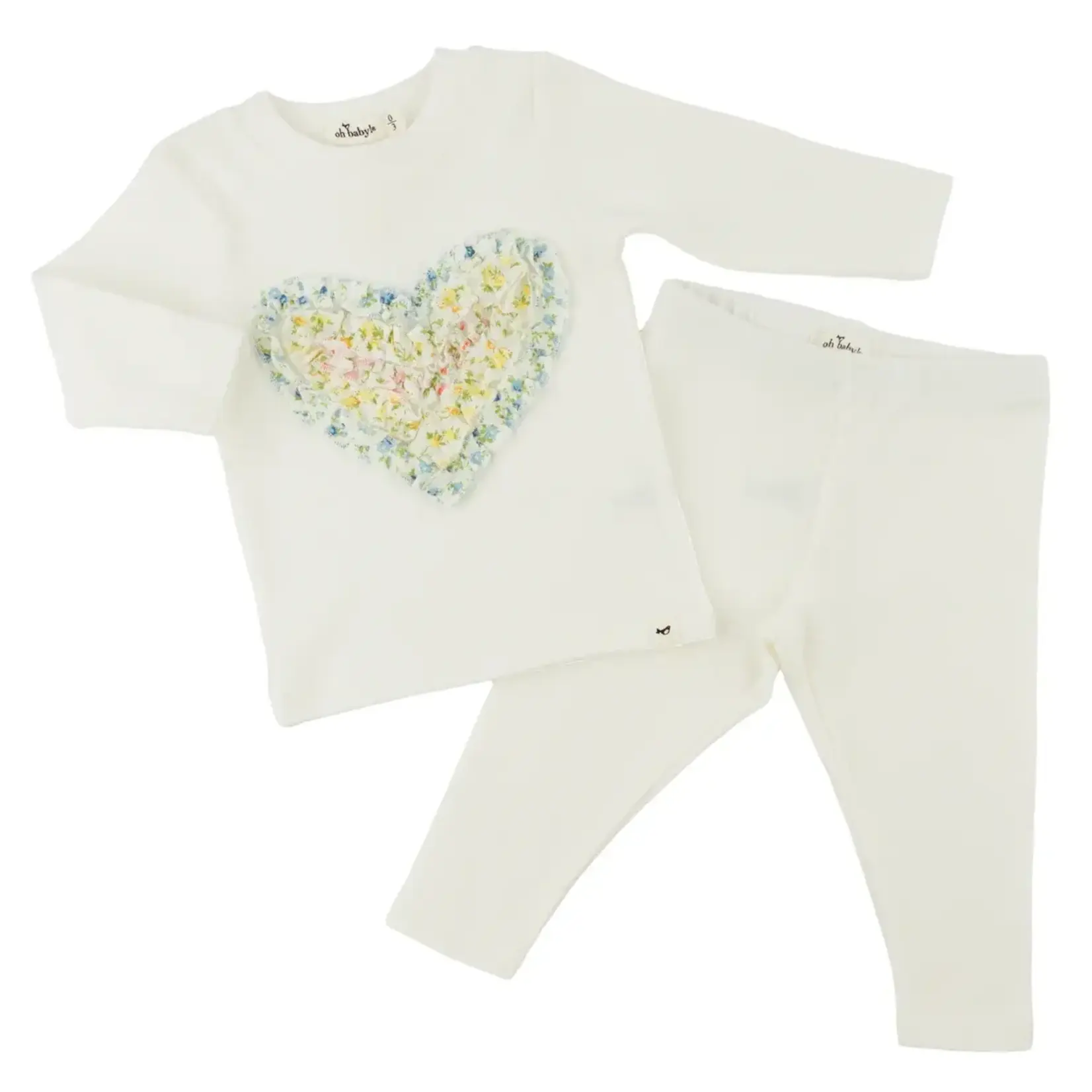 Oh Baby! Oh Baby Cream Poppy Spring Ruffle Heart 2PC Set