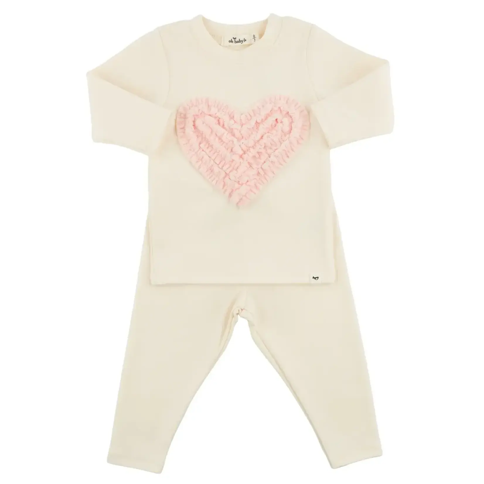 Oh Baby! Oh Baby Milk Terry Ruffle Heart 2PC Set