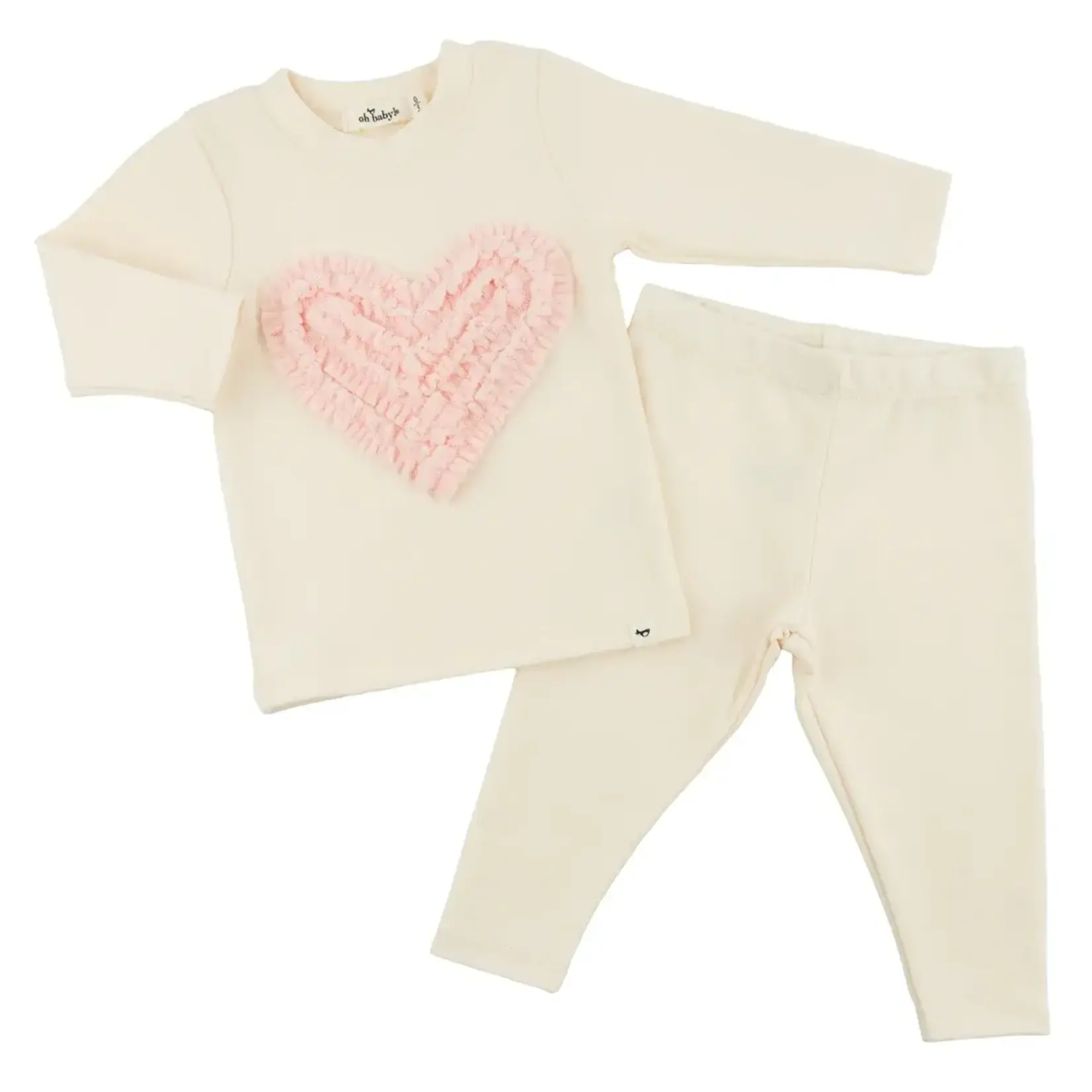 Oh Baby! Oh Baby Milk Terry Ruffle Heart 2PC Set