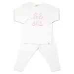 Oh Baby! Oh Baby Cream Lil Sis Pink Sparkle Embroidered 2PC Set