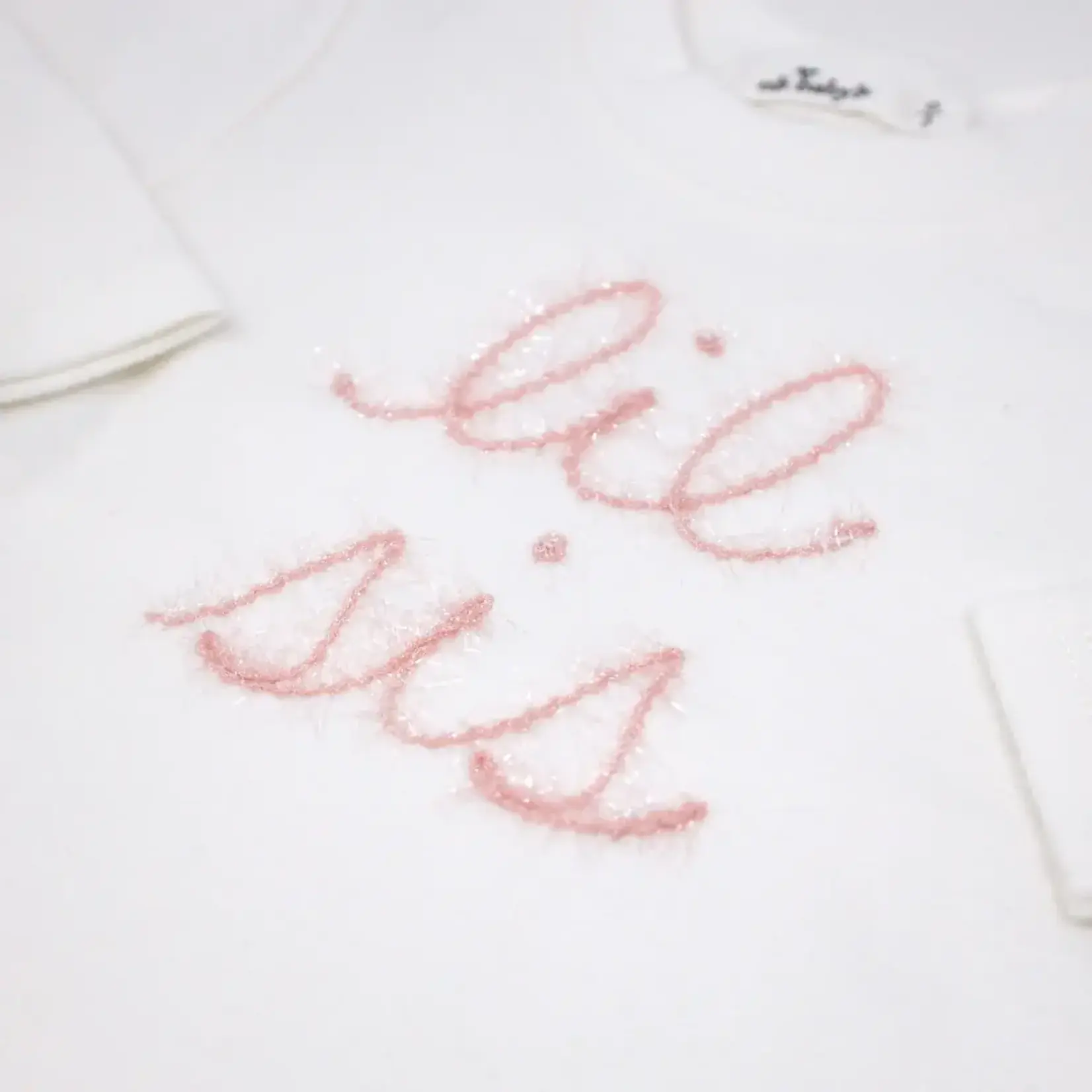 Oh Baby! Oh Baby Cream Lil Sis Pink Sparkle Embroidered 2PC Set