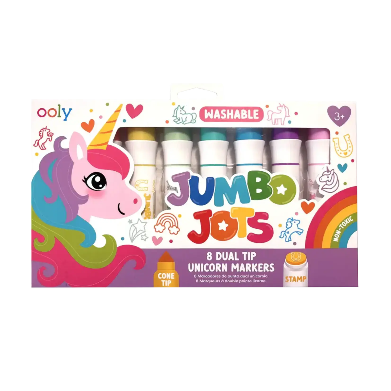 Ooly Ooly Jumbo Jots Dual Tip Cone & Stamp Markers - Unicorn