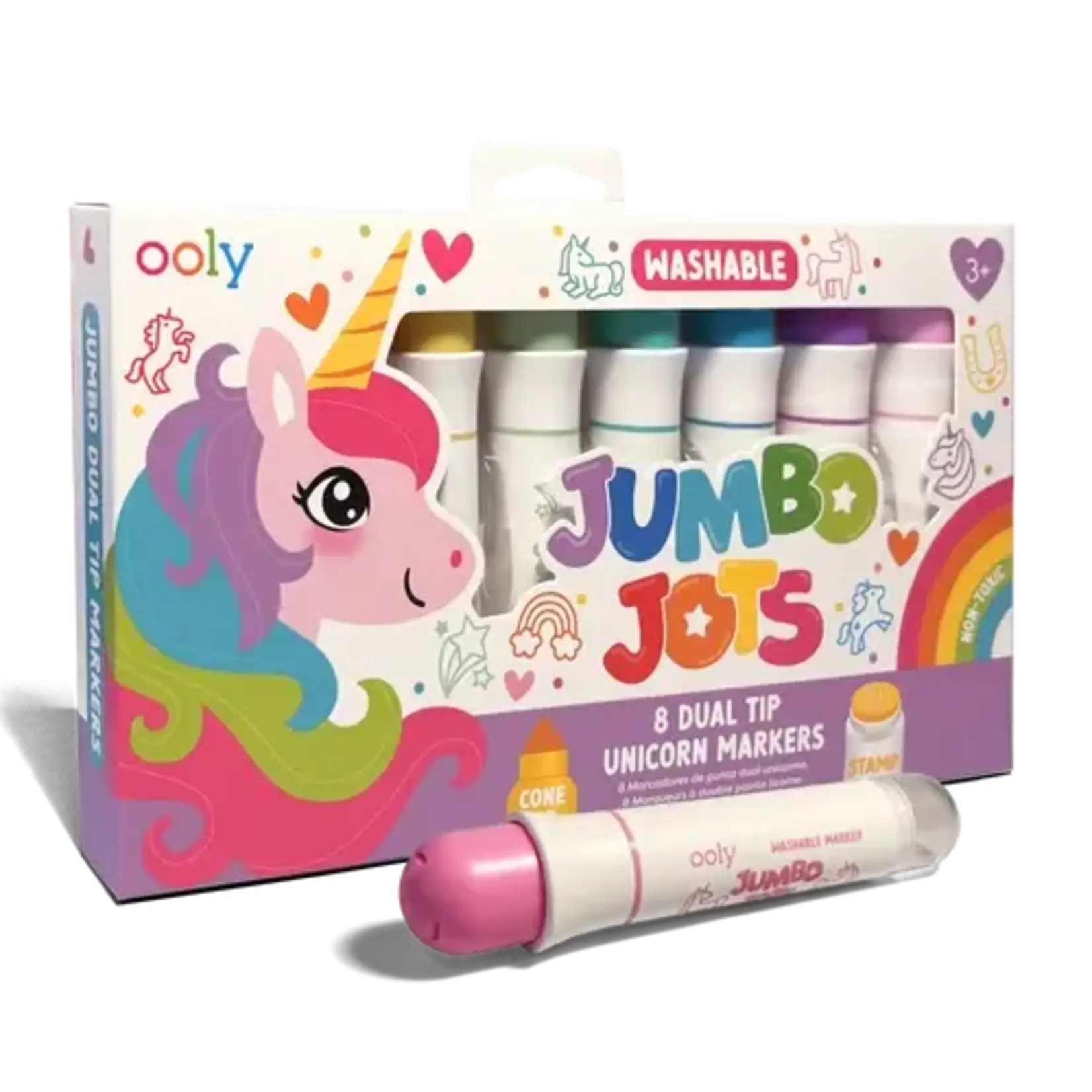 Ooly Ooly Jumbo Jots Dual Tip Cone & Stamp Markers - Unicorn