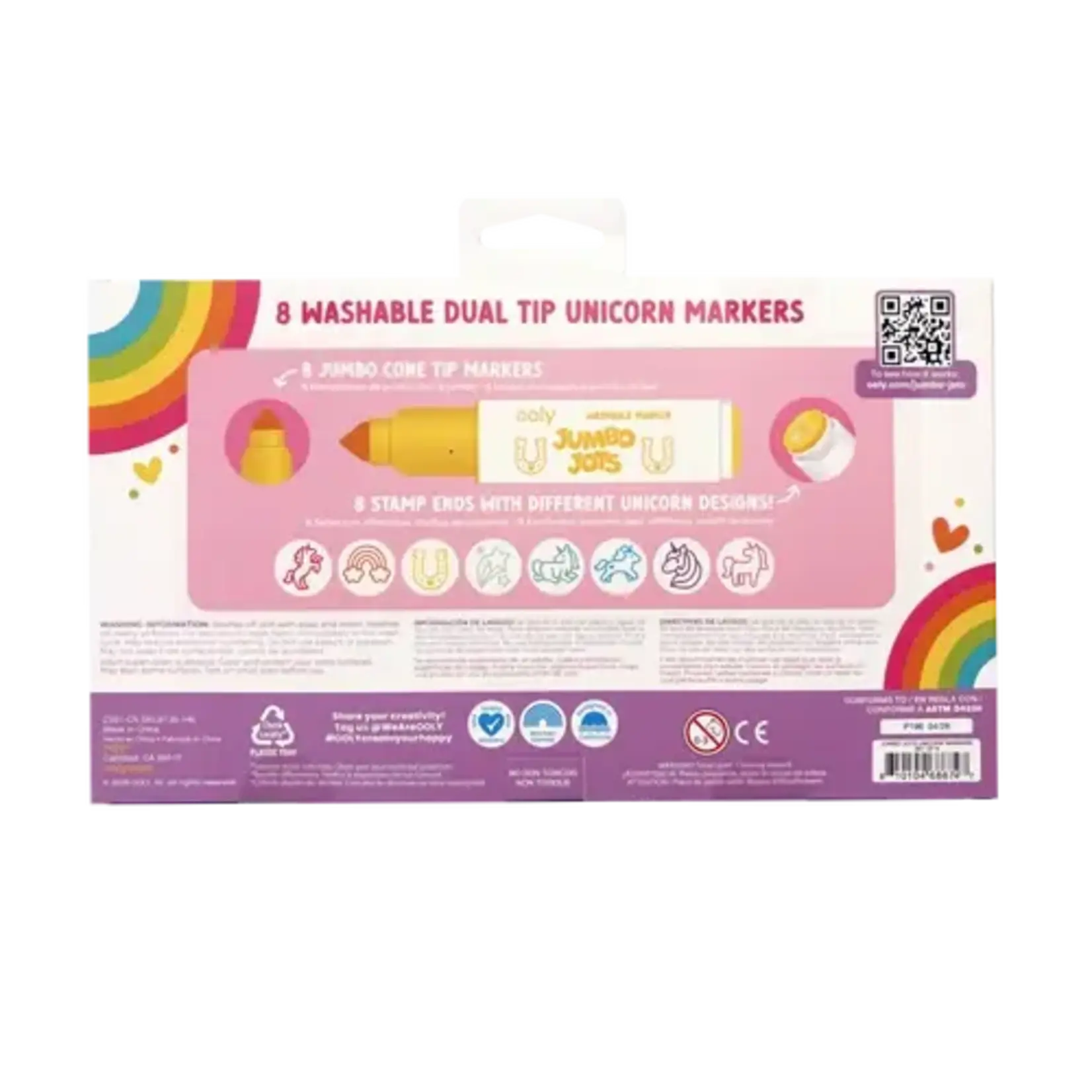 Ooly Ooly Jumbo Jots Dual Tip Cone & Stamp Markers - Unicorn