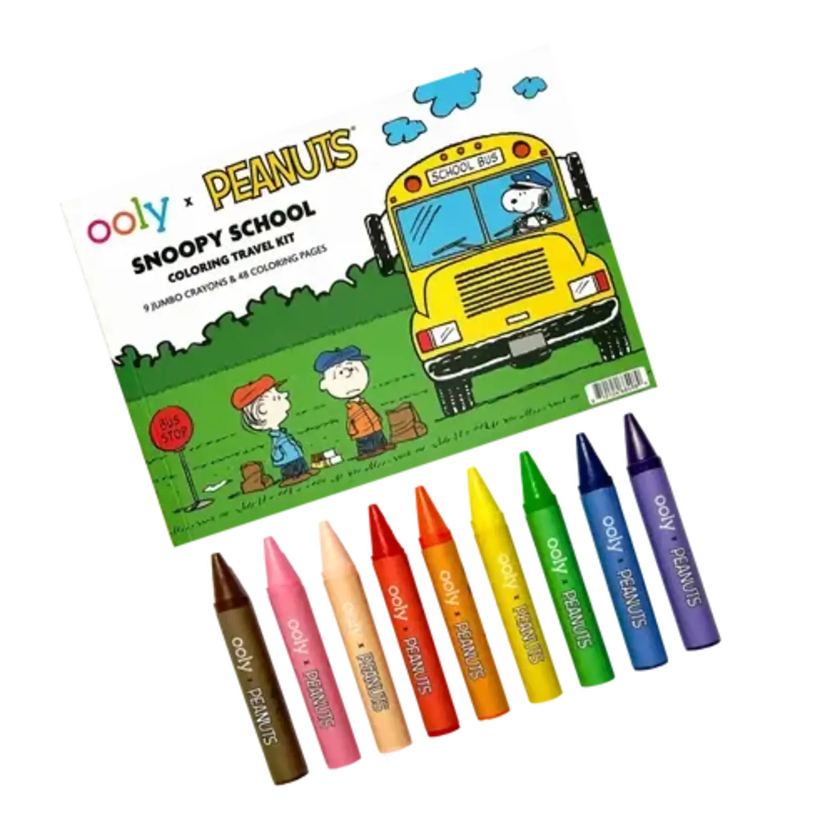 Ooly Ooly Peanuts Snoopy School Coloring Travel Kit 9 Crayons & 48 Coloring Pages