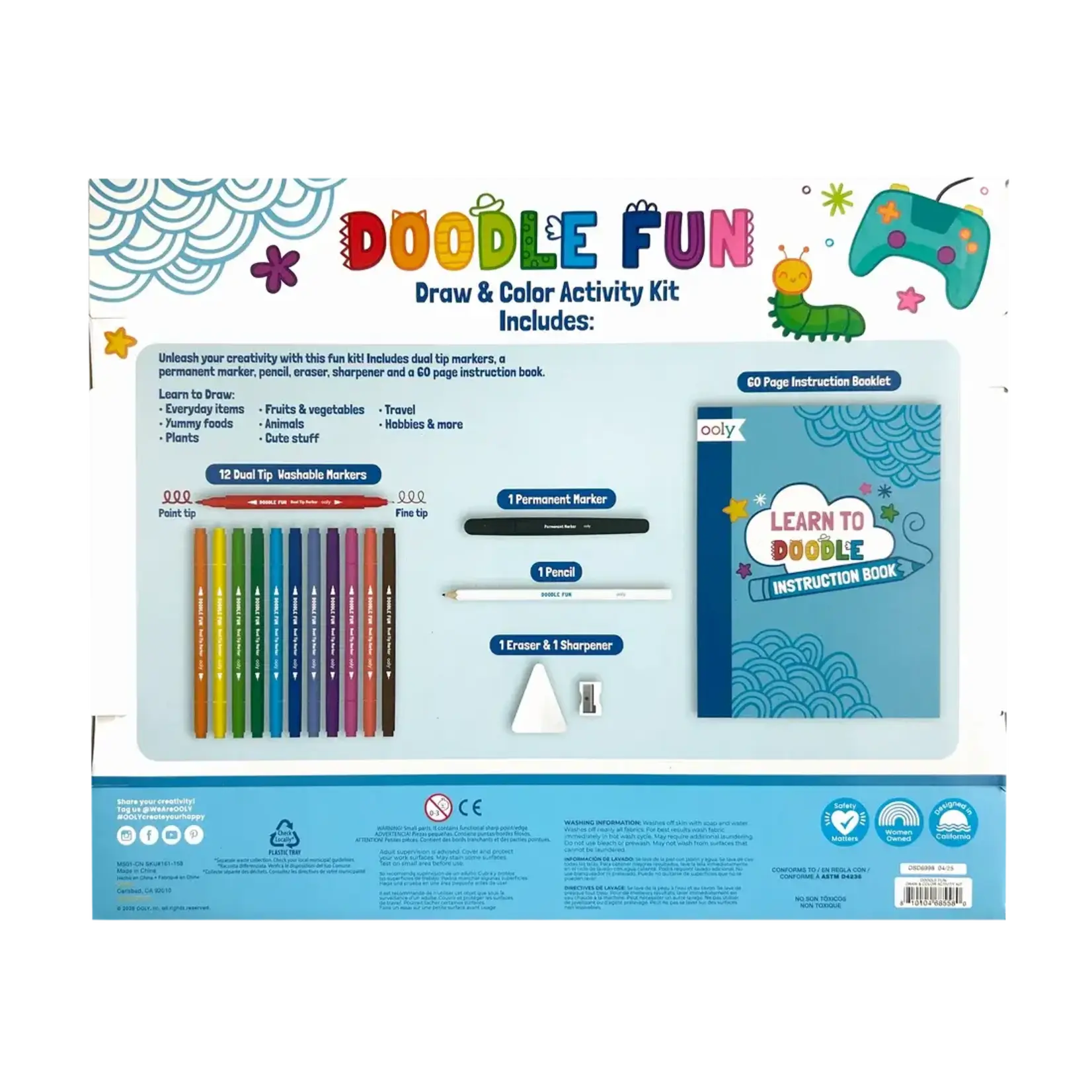 Ooly Ooly Doodle Fun: Draw & Color Activity Kit 17 PC Set