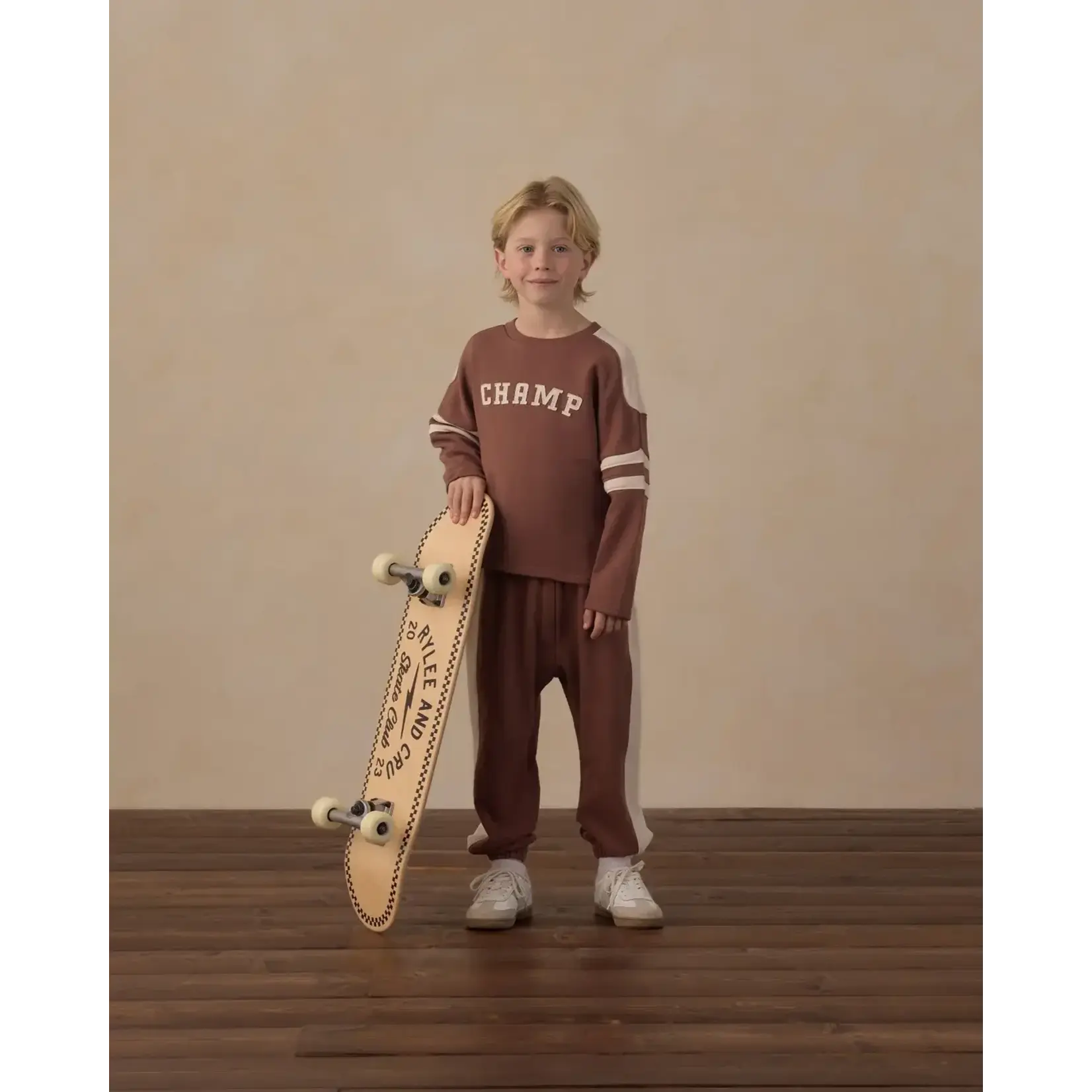 Rylee + Cru Rylee + Cru Mulberry Hockey Champ Sweatshirt & Paneled Pant Set
