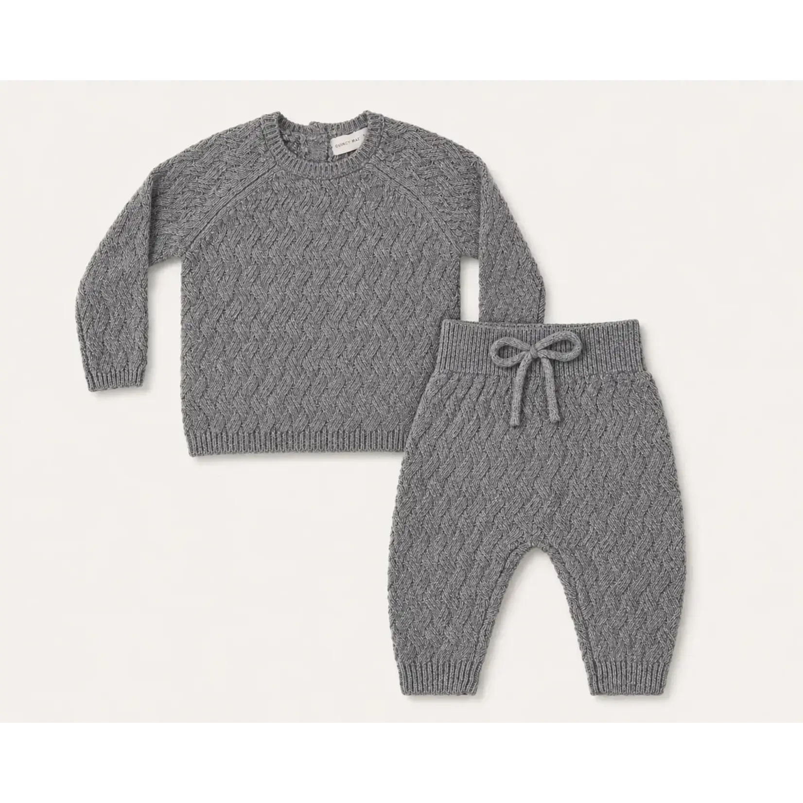Quincy Mae Quincy Mae Heathered Slate Knit Sweater & Pant Set