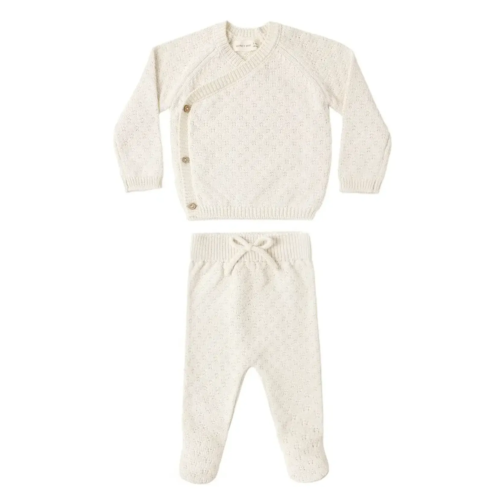 Quincy Mae Quincy Mae Natural Knit Wrap Top & Pant Set