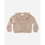 Quincy Mae Quincy Mae Heathered Almond Ruffle Collar Cardigan Top & Knit Pant Set