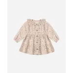 Quincy Mae Quincy Mae Ivory Pink Blossom Ruffle Collar Button Dress