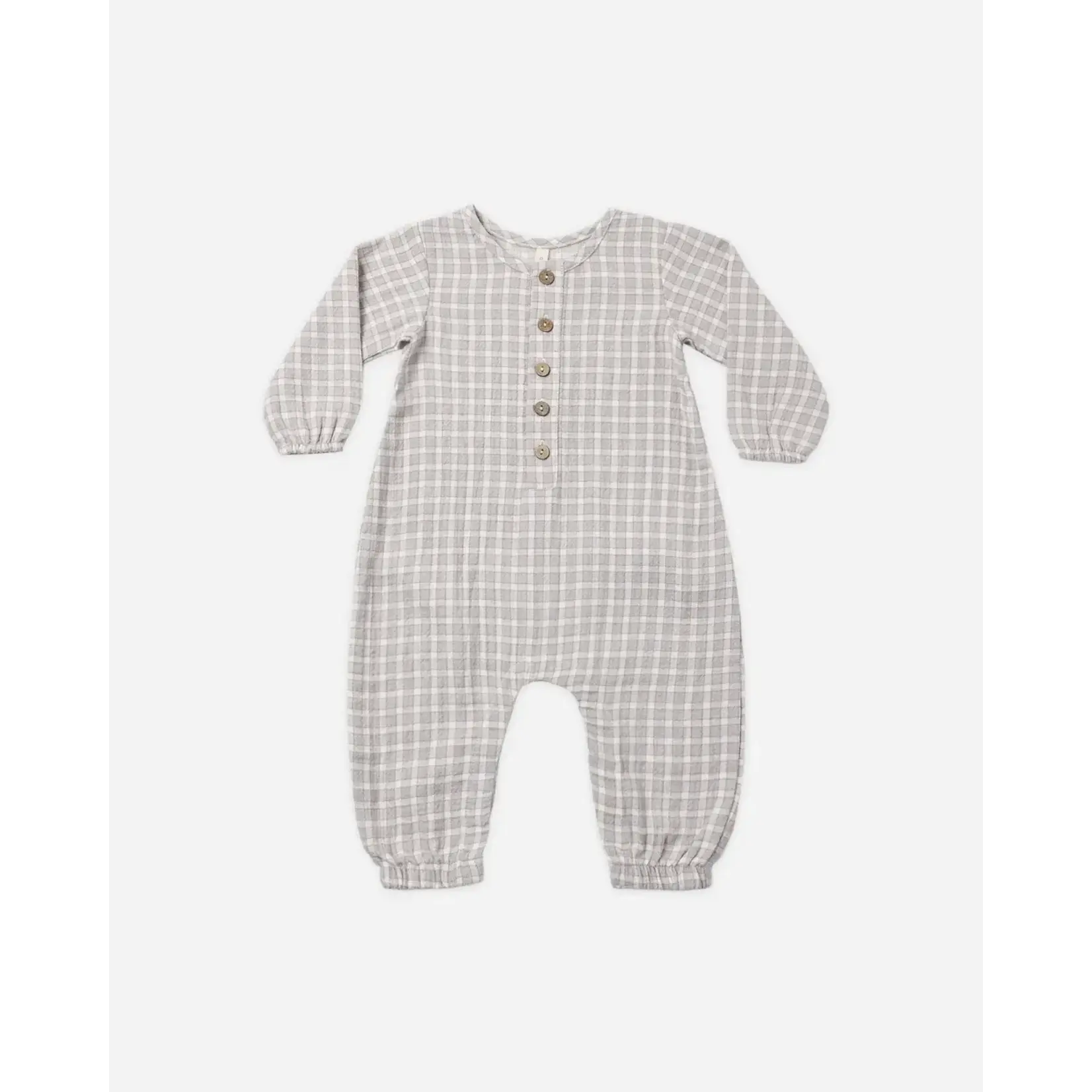 Quincy Mae Quincy Mae Cloud Blue Gingham Woven Jumpsuit