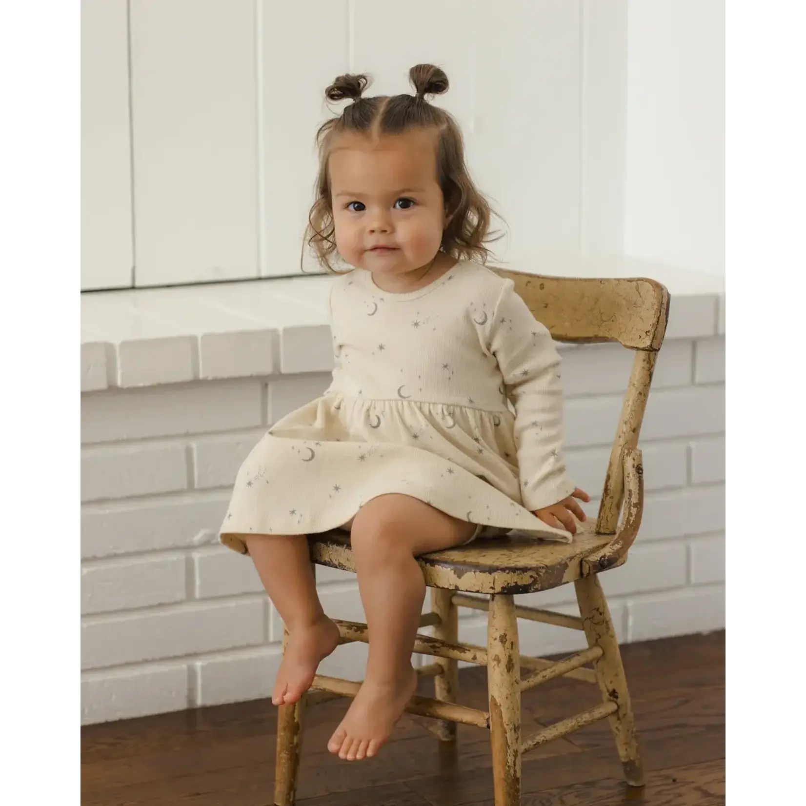 Quincy Mae Quincy Mae Natural Celestial Ribbed L/S Dress