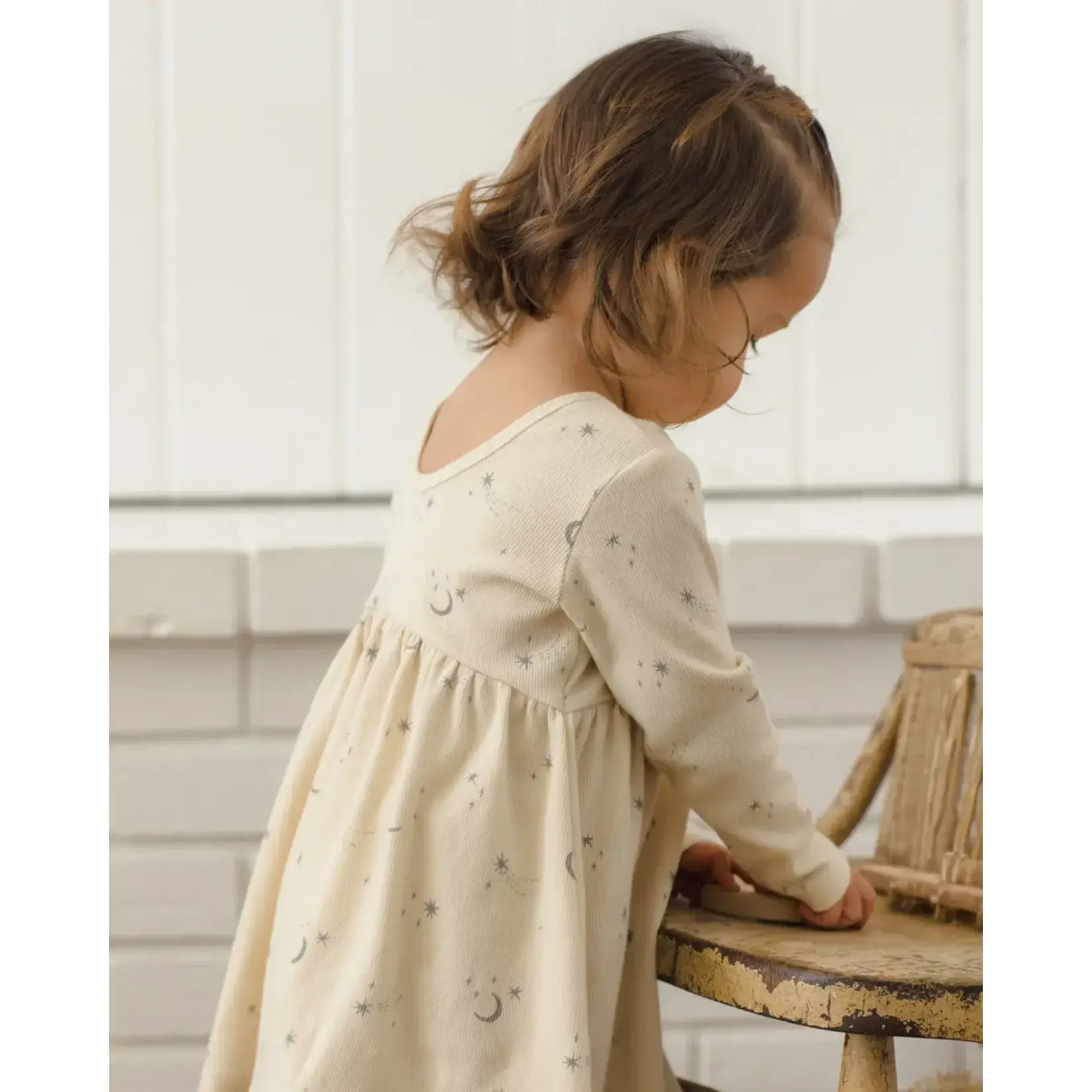 Quincy Mae Quincy Mae Natural Celestial Ribbed L/S Dress