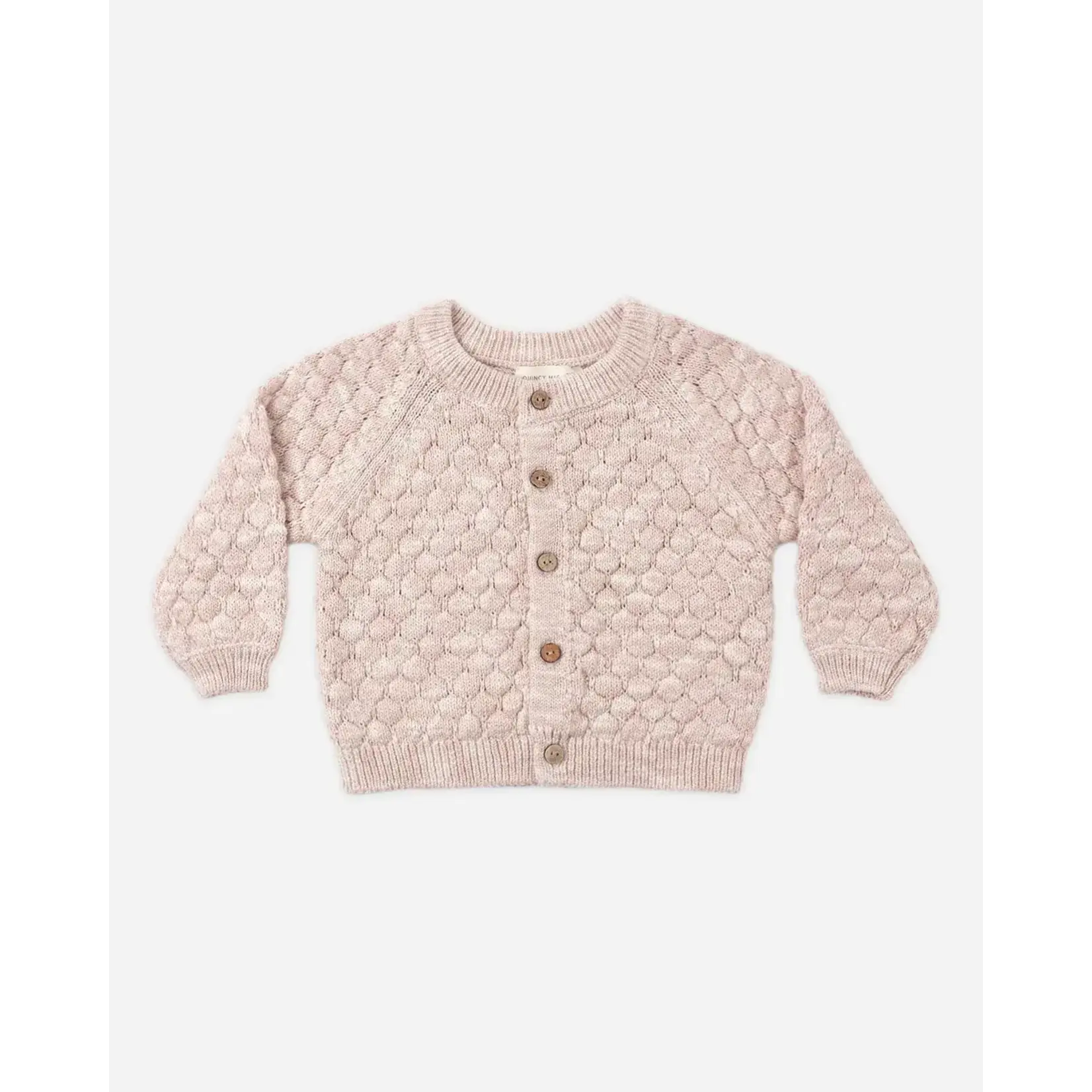 Quincy Mae Quincy Mae Dusty Rose Speckle Bubble Knit Cardigan