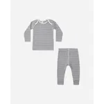 Quincy Mae Quincy Mae Slate Microstripe Ribbed Tee & Legging Set