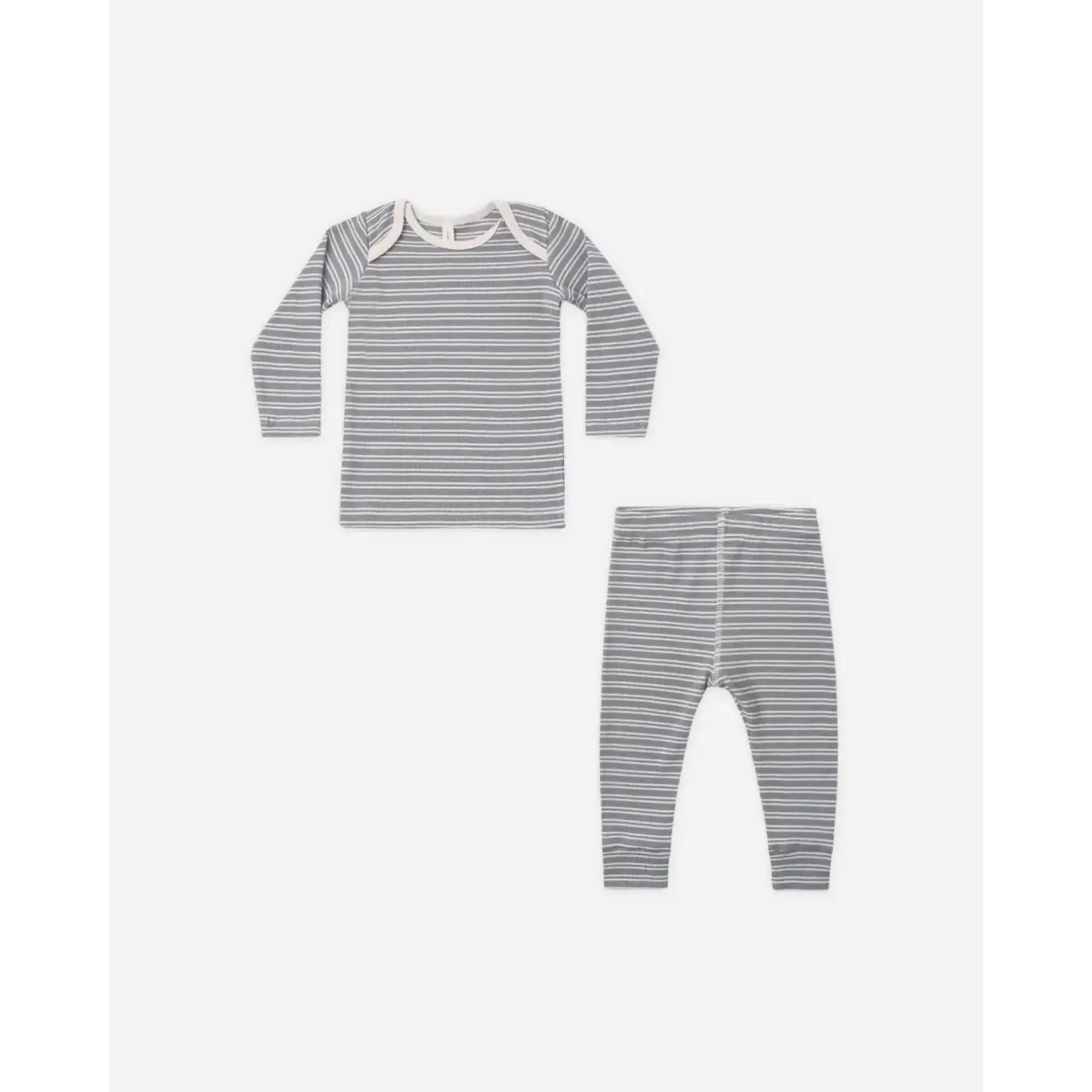Quincy Mae Quincy Mae Slate Microstripe Ribbed Tee & Legging Set