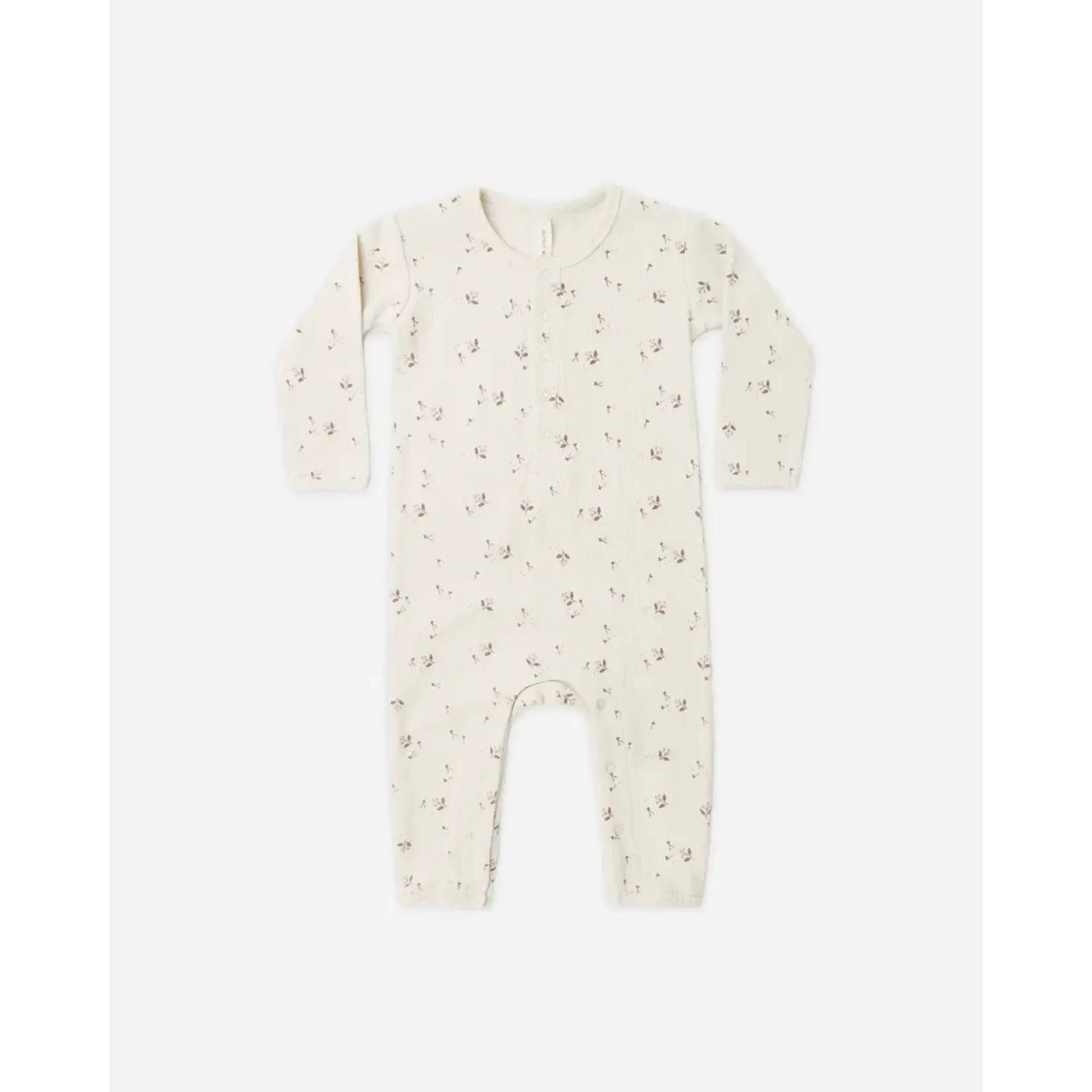 Quincy Mae Quincy Mae Natural Fall Ditsy Ribbed Baby Jumpsuit