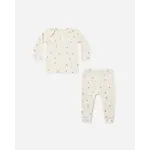 Quincy Mae Quincy Mae Natural Fall Ditsy Ribbed Tee & Legging Set