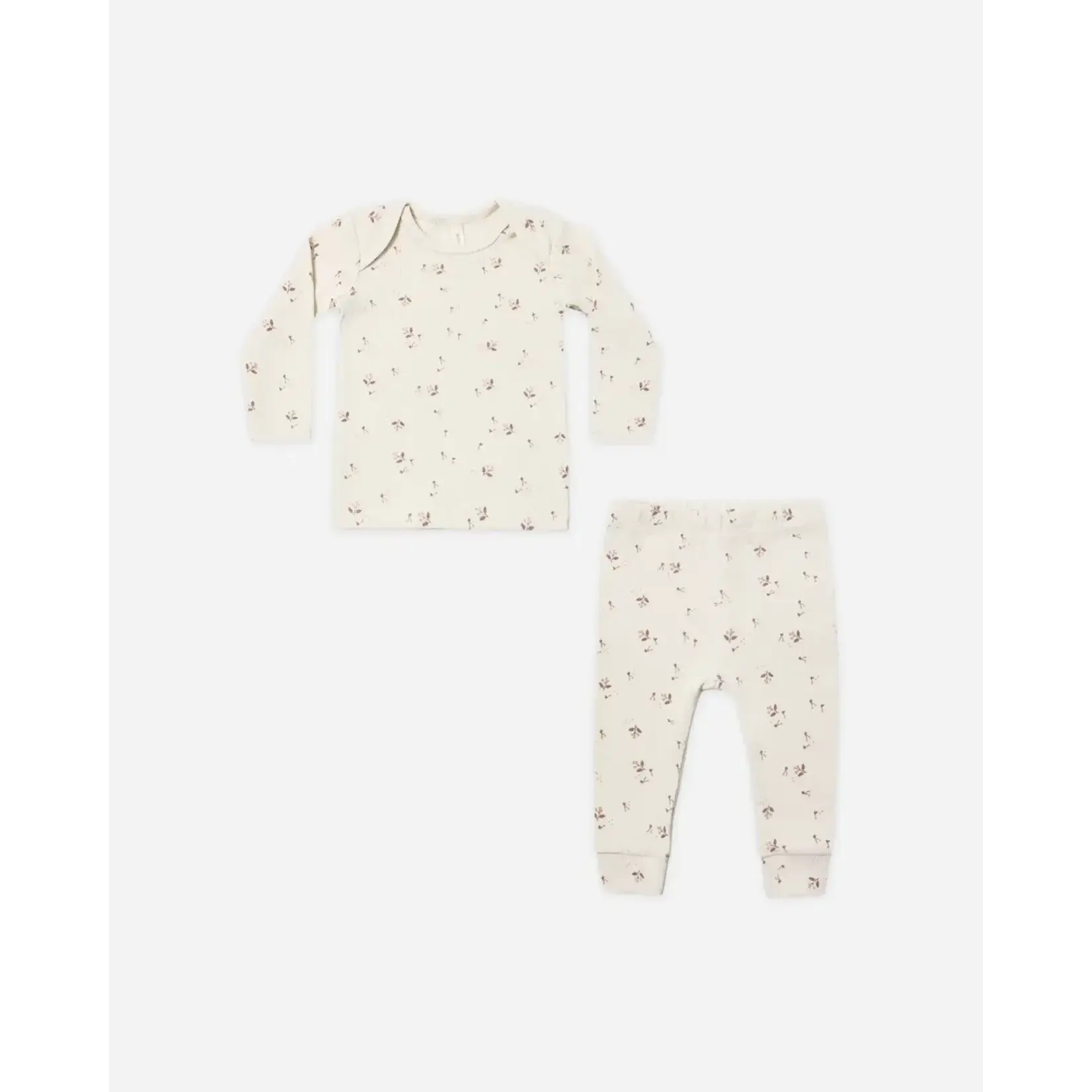 Quincy Mae Quincy Mae Natural Fall Ditsy Ribbed Tee & Legging Set